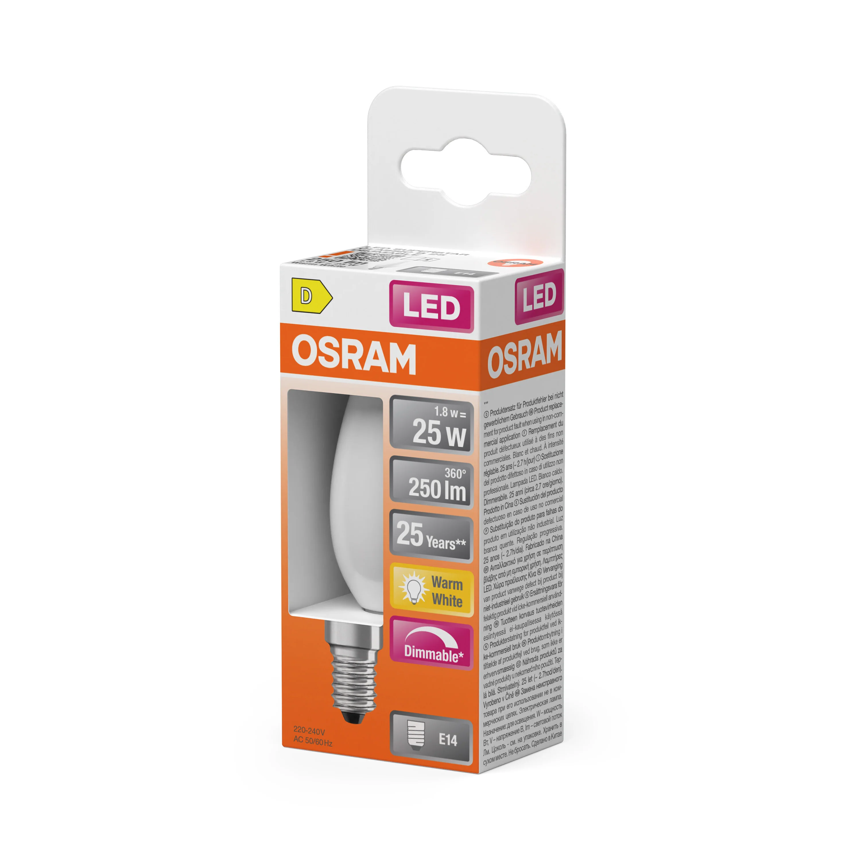 Plafon LED OSRAM LED Superstar Classic B 25 Filament DIM 1.8W 827 Frosted E14 - Image 5