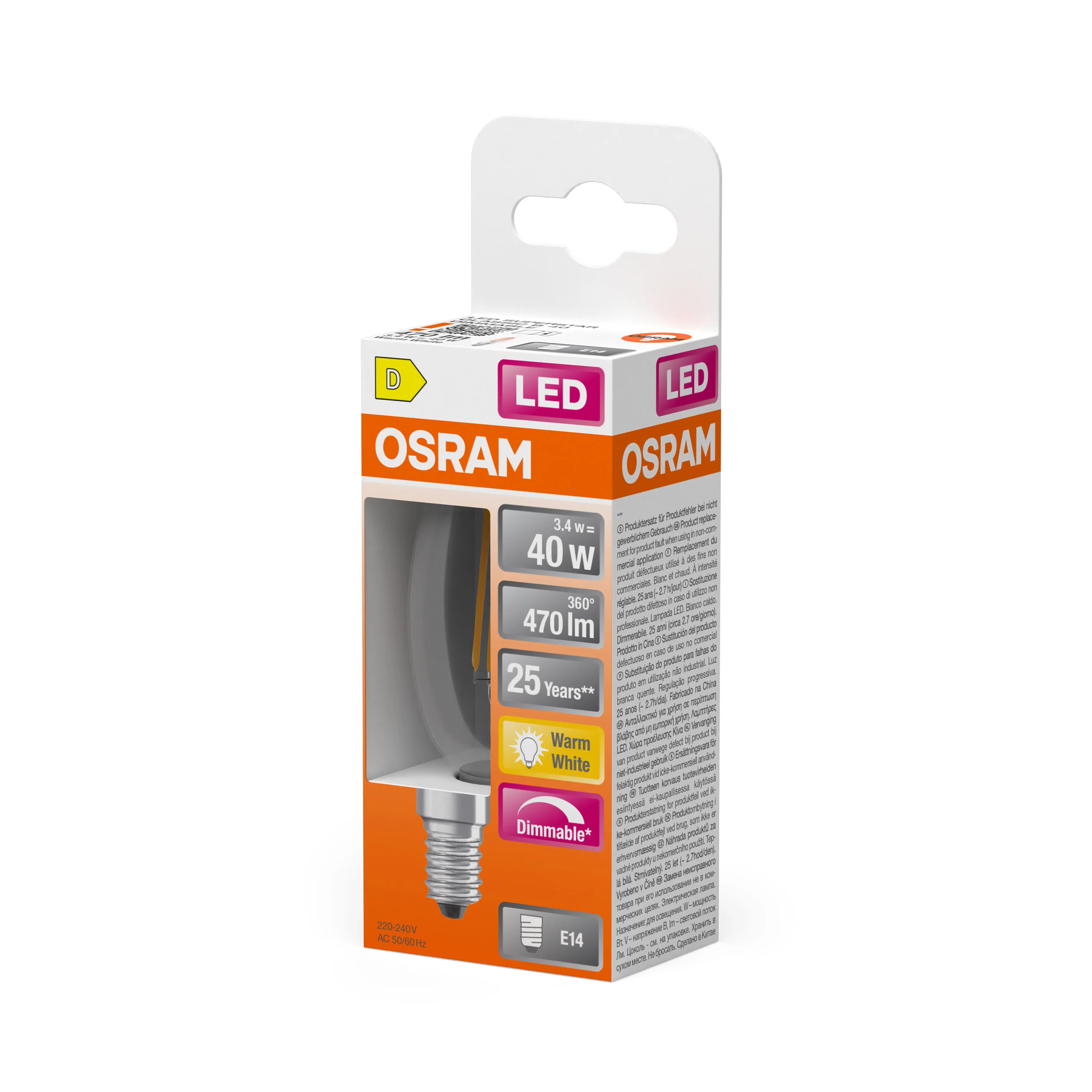 Plafon LED OSRAM LED Superstar Classic B 40 Filament DIM 3.4W 827 Clear E14 - Image 5