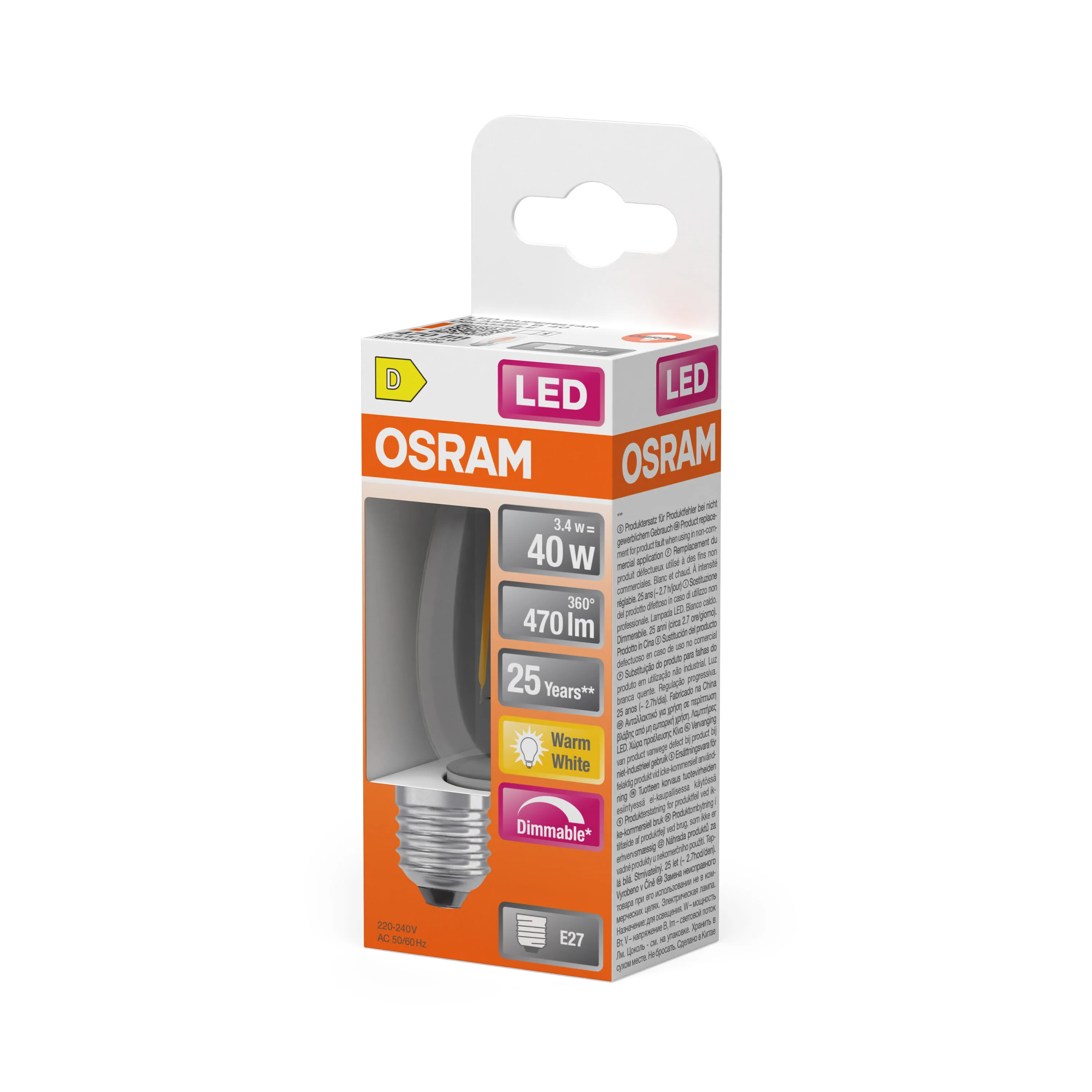 Plafon LED OSRAM LED Superstar Classic B 40 Filament DIM 3.4W 827 Clear E27 - Image 5