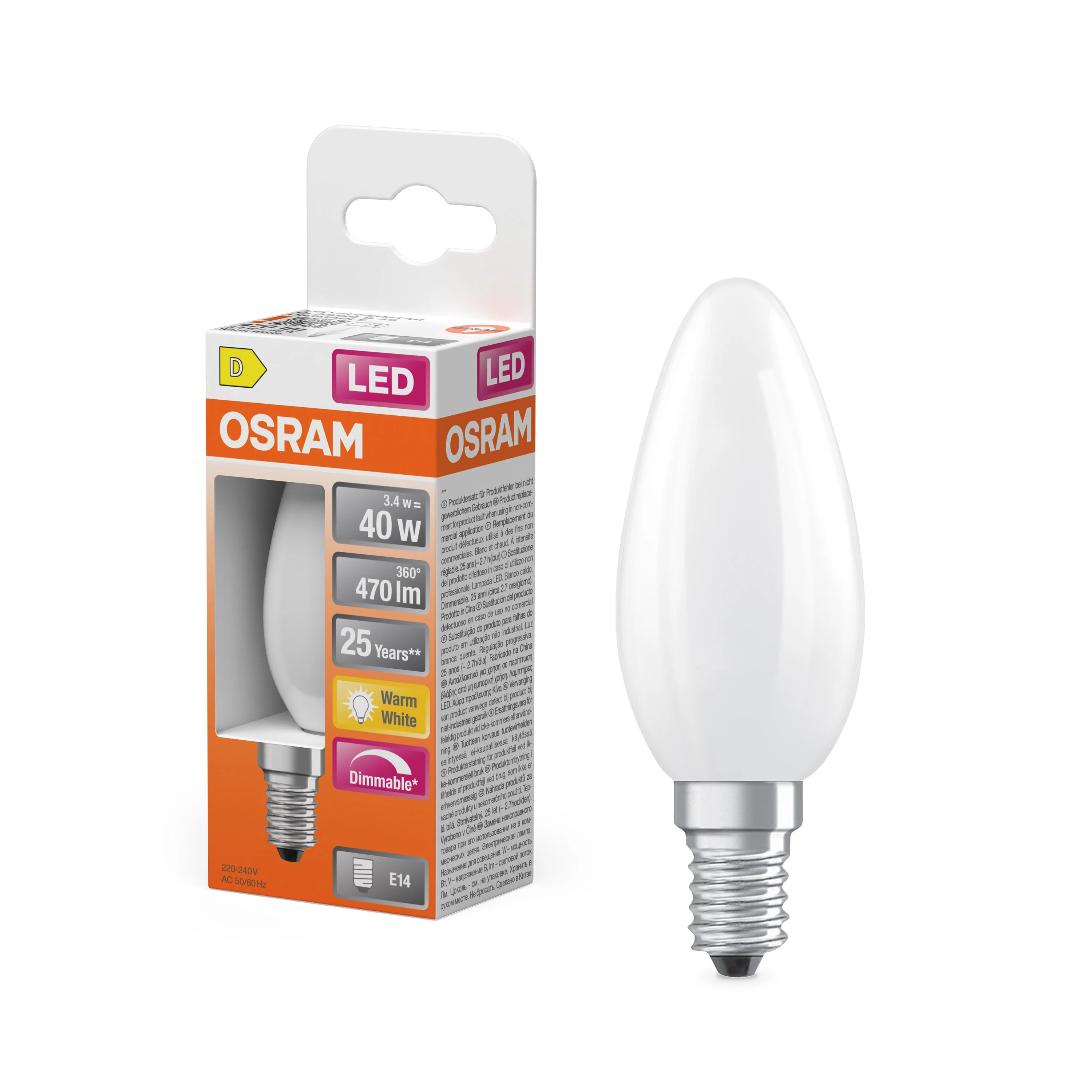 Plafon LED OSRAM LED Superstar Classic B 40 Filament DIM 3.4W 827 Frosted E14 - Image 4