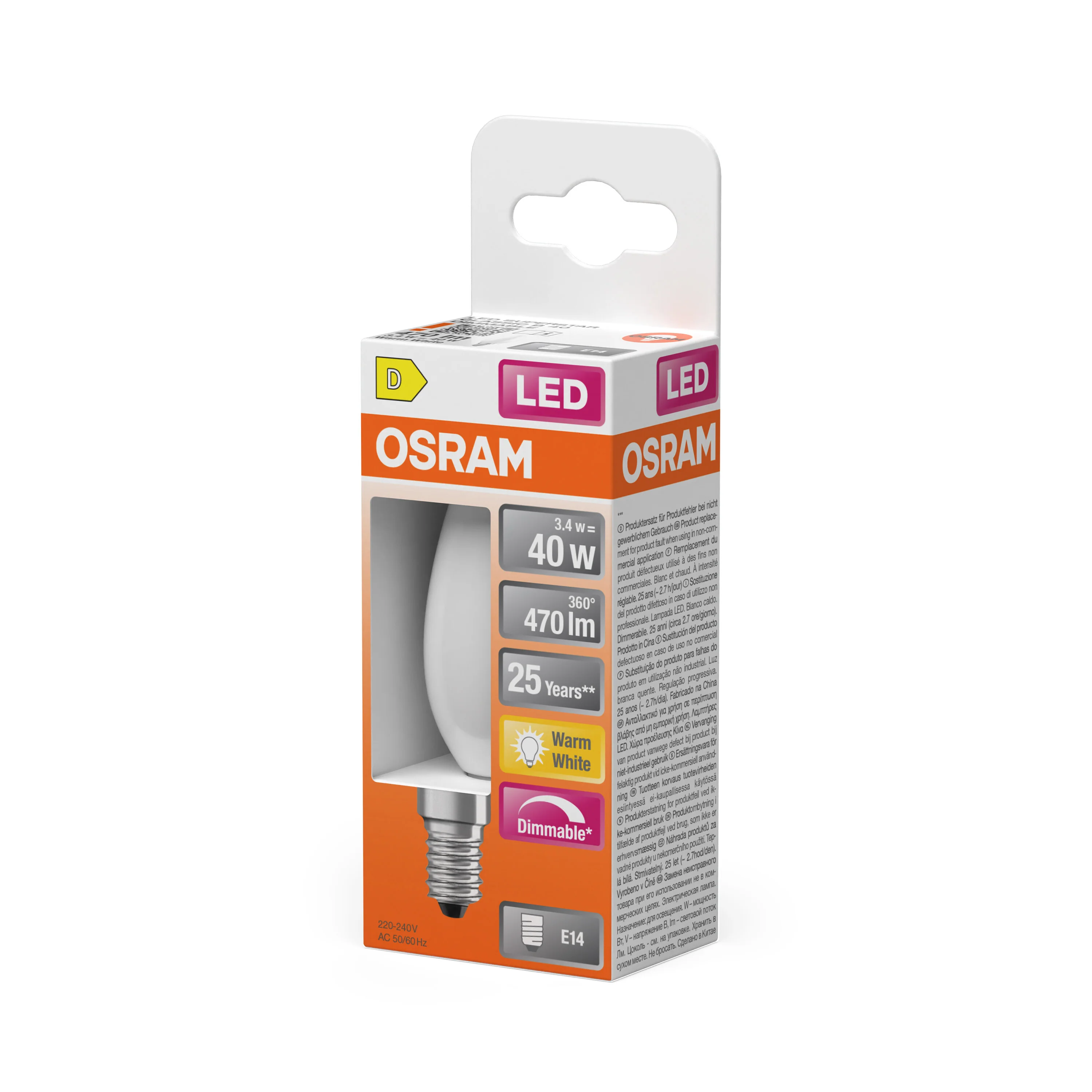 Plafon LED OSRAM LED Superstar Classic B 40 Filament DIM 3.4W 827 Frosted E14 - Image 5
