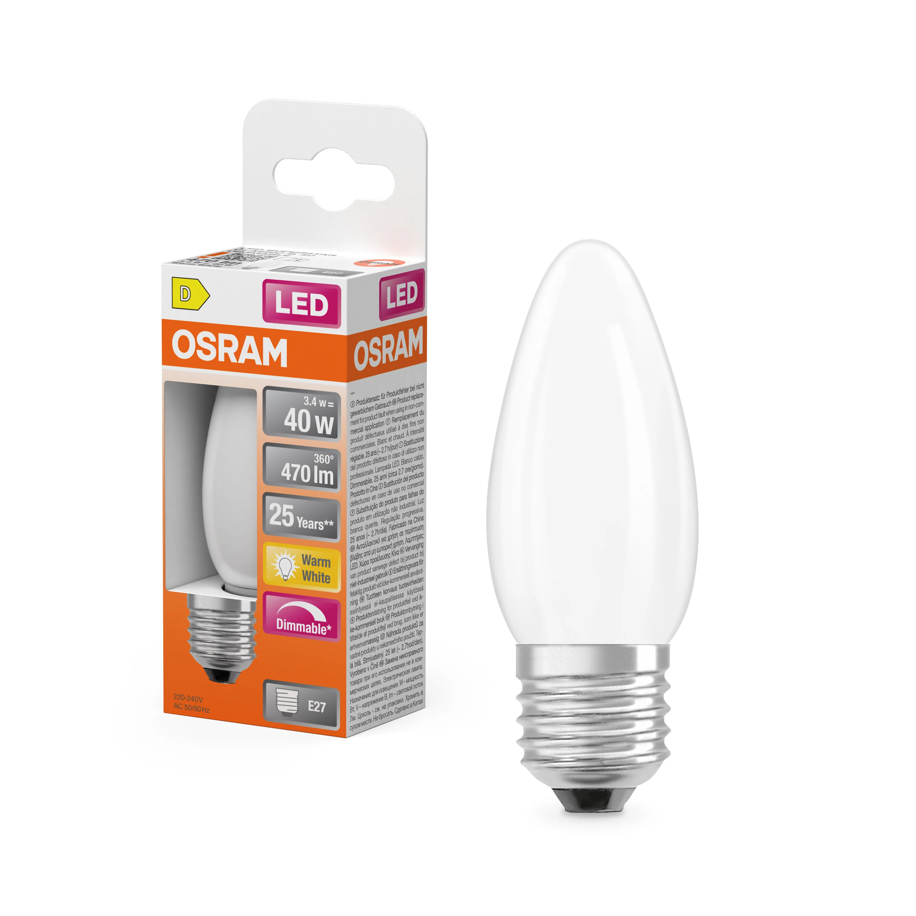 Plafon LED OSRAM LED Superstar Classic B 40 Filament DIM 3.4W 827 Frosted E27 - Image 4