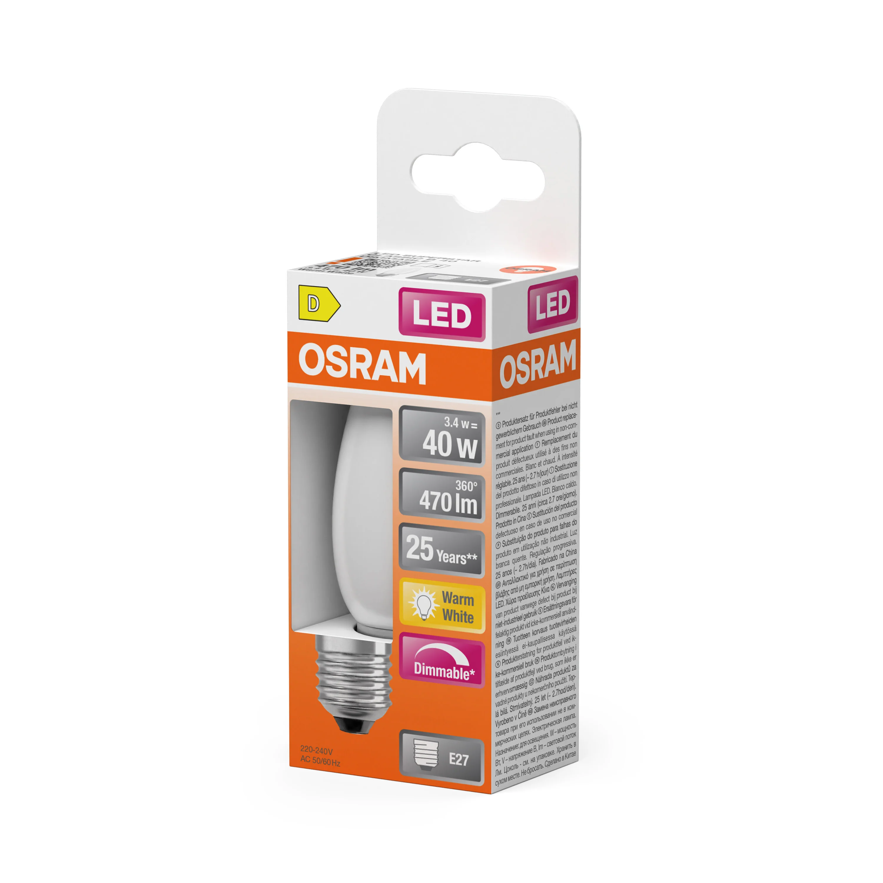 Plafon LED OSRAM LED Superstar Classic B 40 Filament DIM 3.4W 827 Frosted E27 - Image 5