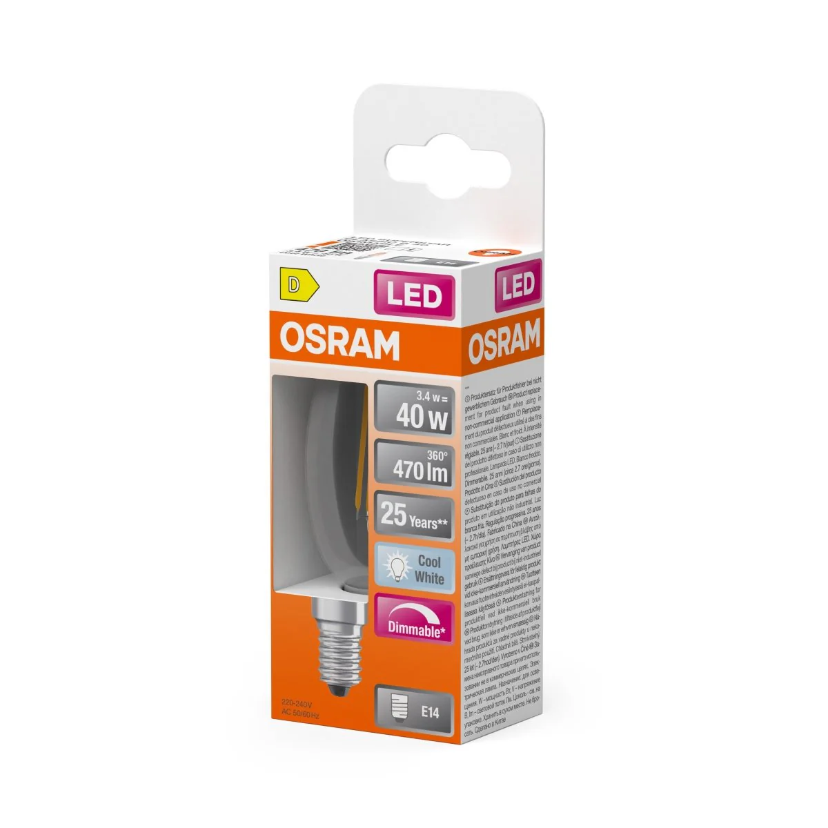 Plafon LED OSRAM LED Superstar Classic B 40 Filament DIM 3.4W 840 Clear E14 - Image 2