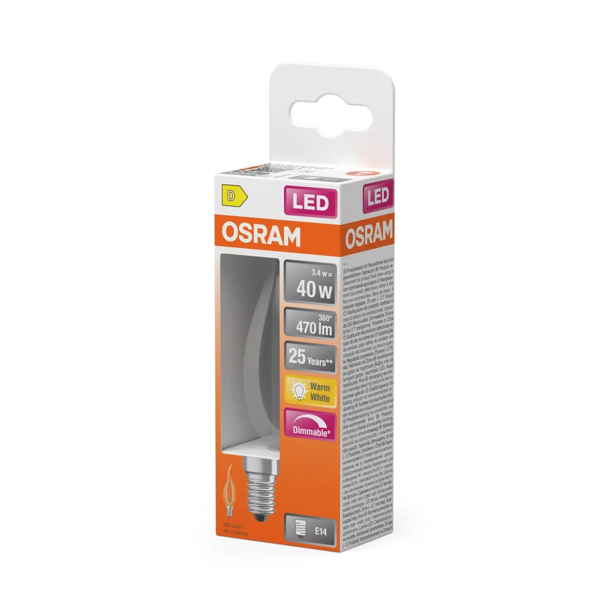 Plafon LED OSRAM LED Superstar Classic BA 40 Filament DIM 3.4W 827 Clear E14 - Image 2