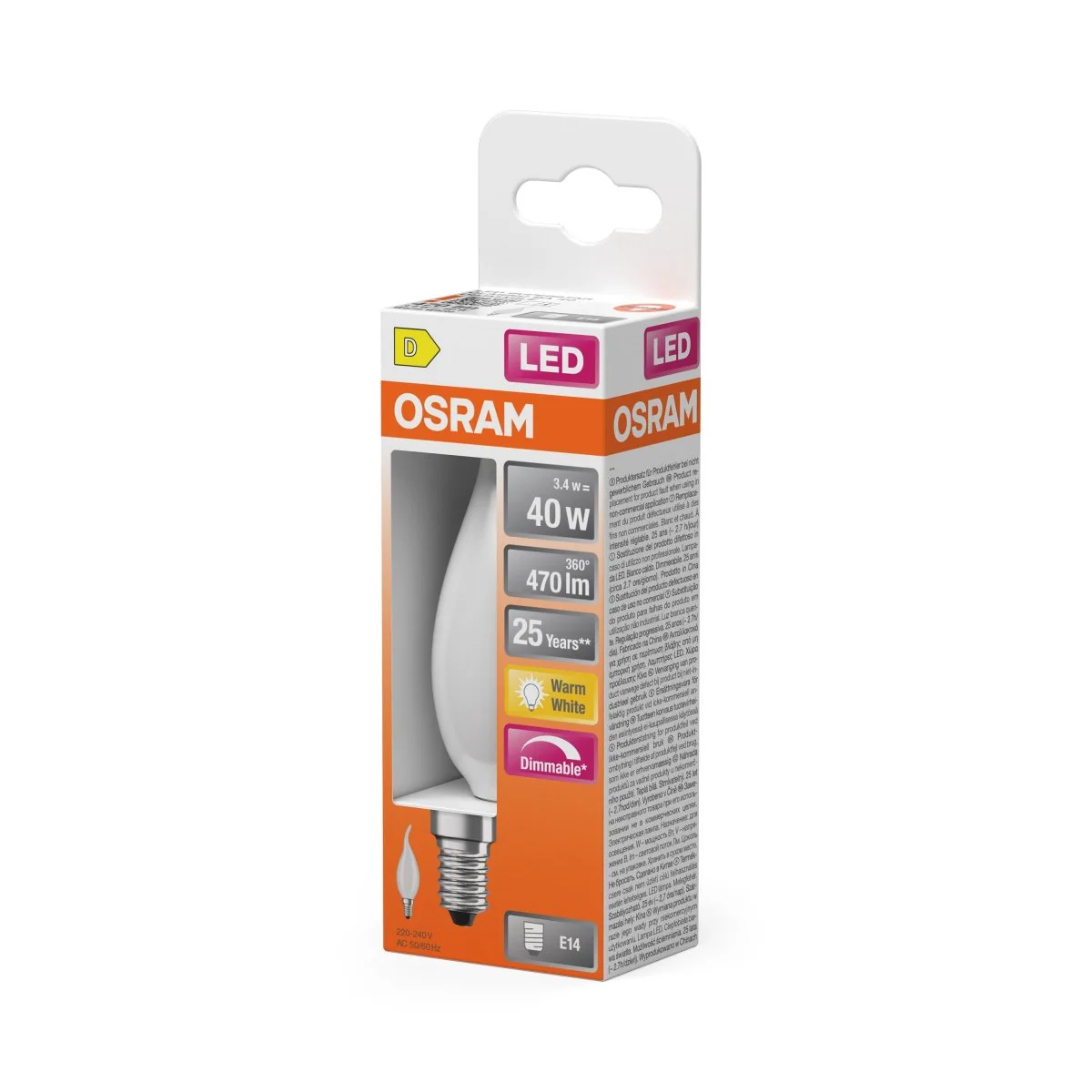 Plafon LED OSRAM LED Superstar Classic BA 40 Filament DIM 3.4W 827 Frosted E14 - Image 2