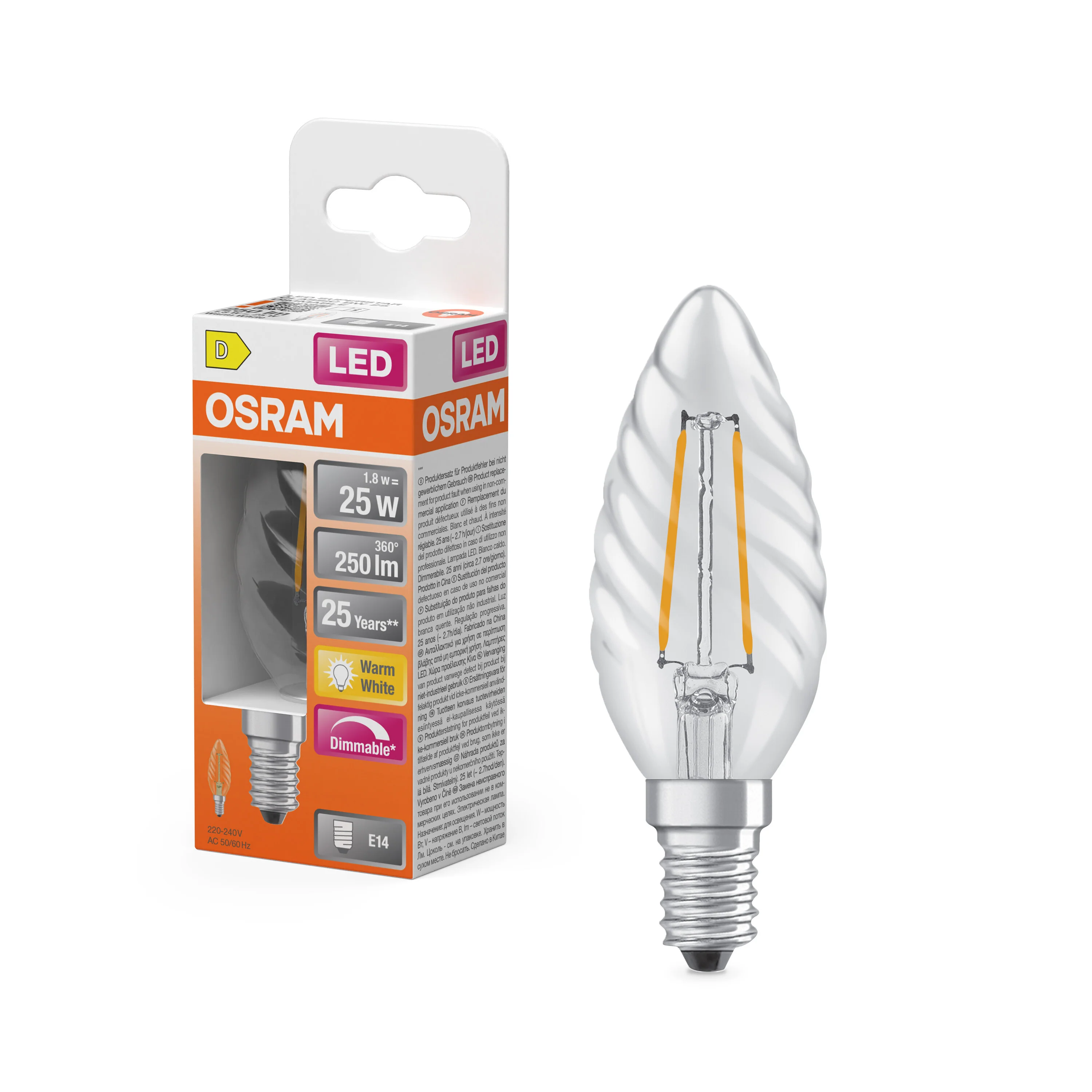 Plafon LED OSRAM LED Superstar Classic BW 25 Filament DIM 1.8W 827 Clear E14 - Image 4