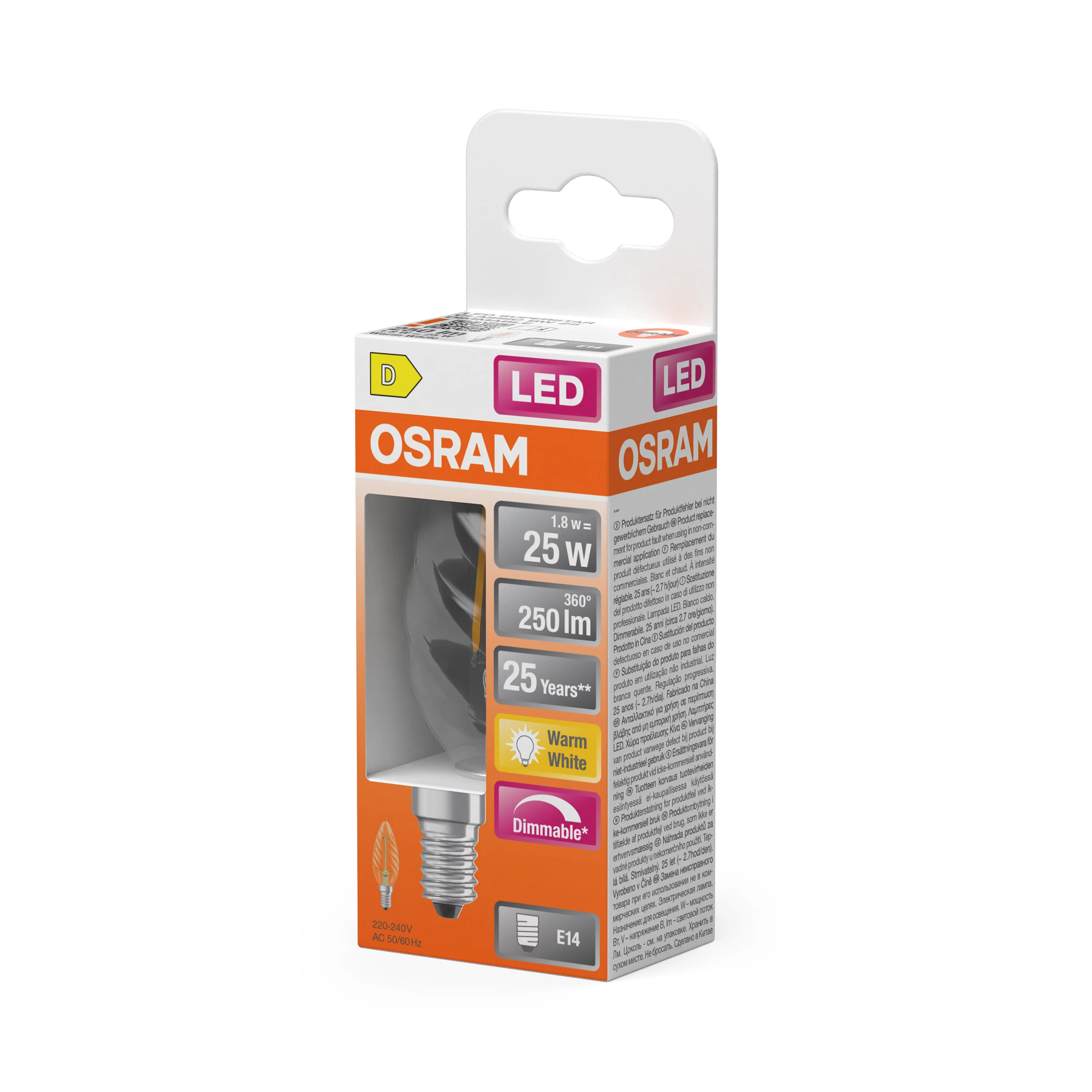 Plafon LED OSRAM LED Superstar Classic BW 25 Filament DIM 1.8W 827 Clear E14 - Image 5
