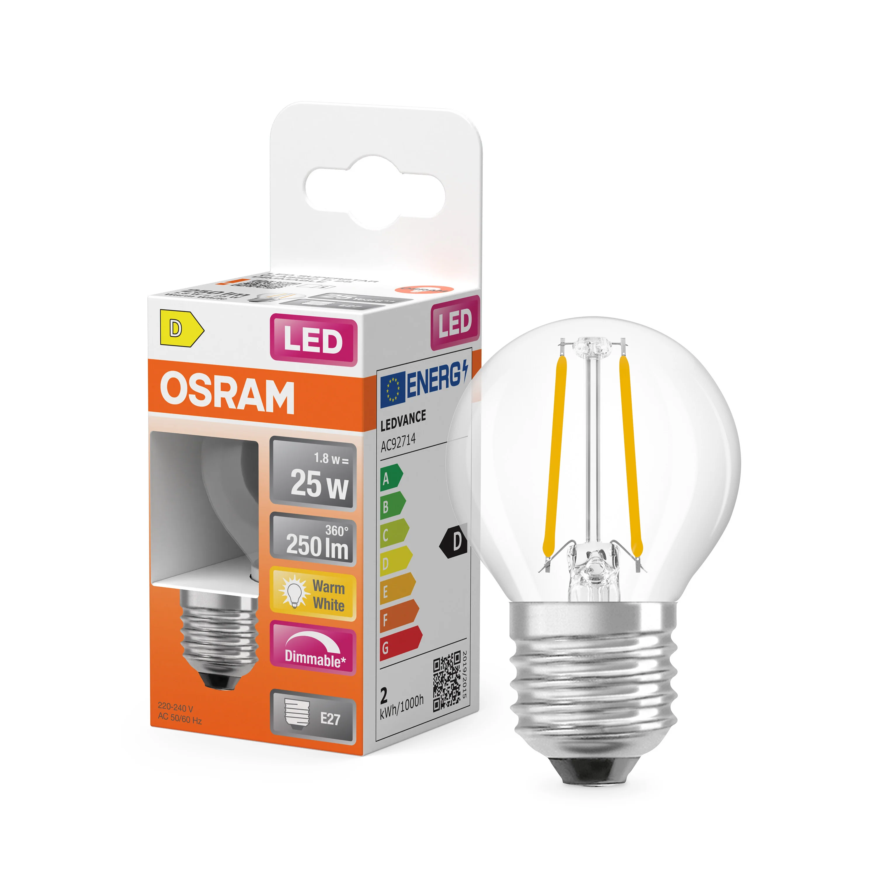 Plafon LED OSRAM LED Superstar Classic P 25 Filament DIM 1.8W 827 Clear E27 - Image 4