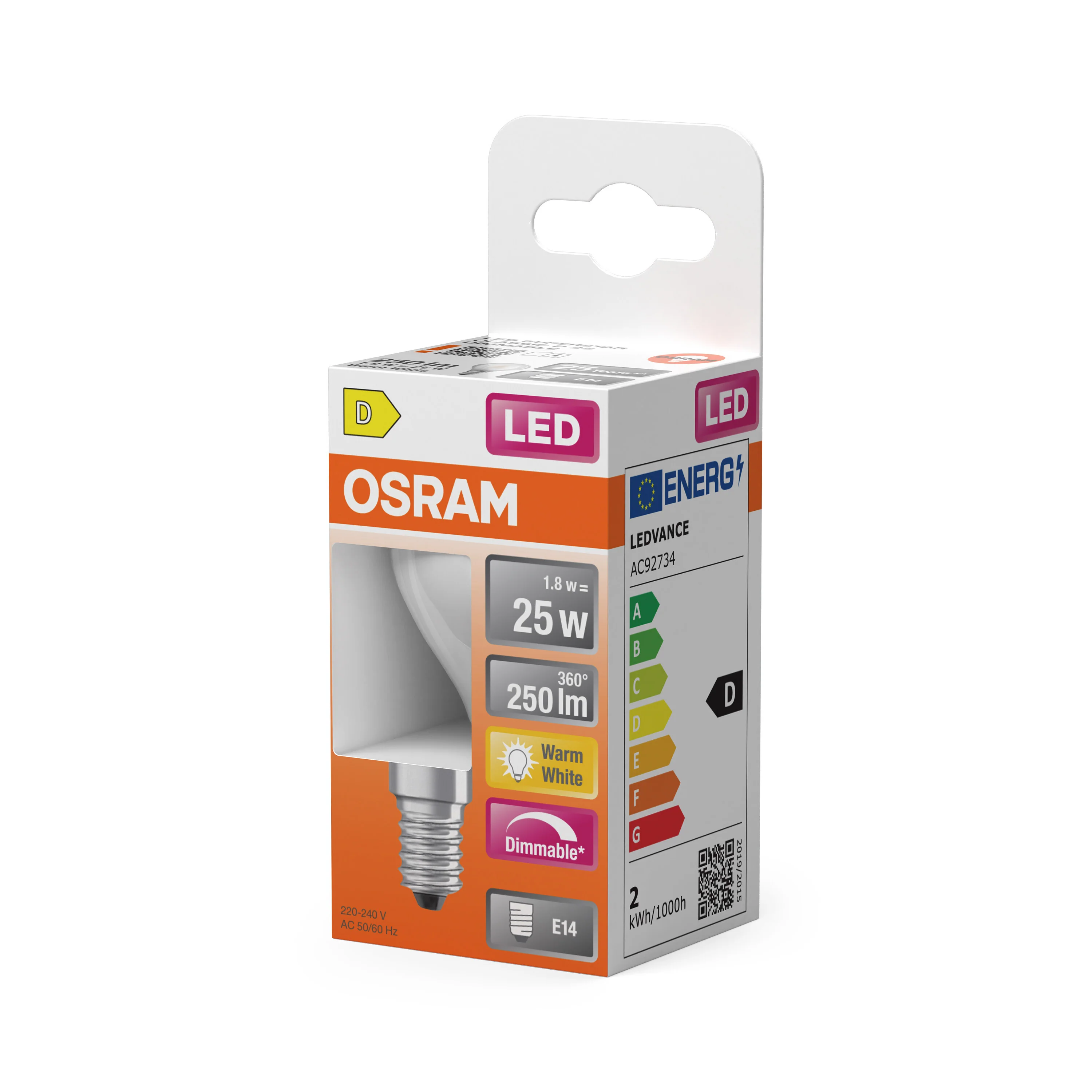 Plafon LED OSRAM LED Superstar Classic P 25 Filament DIM 1.8W 827 Frosted E14 - Image 5