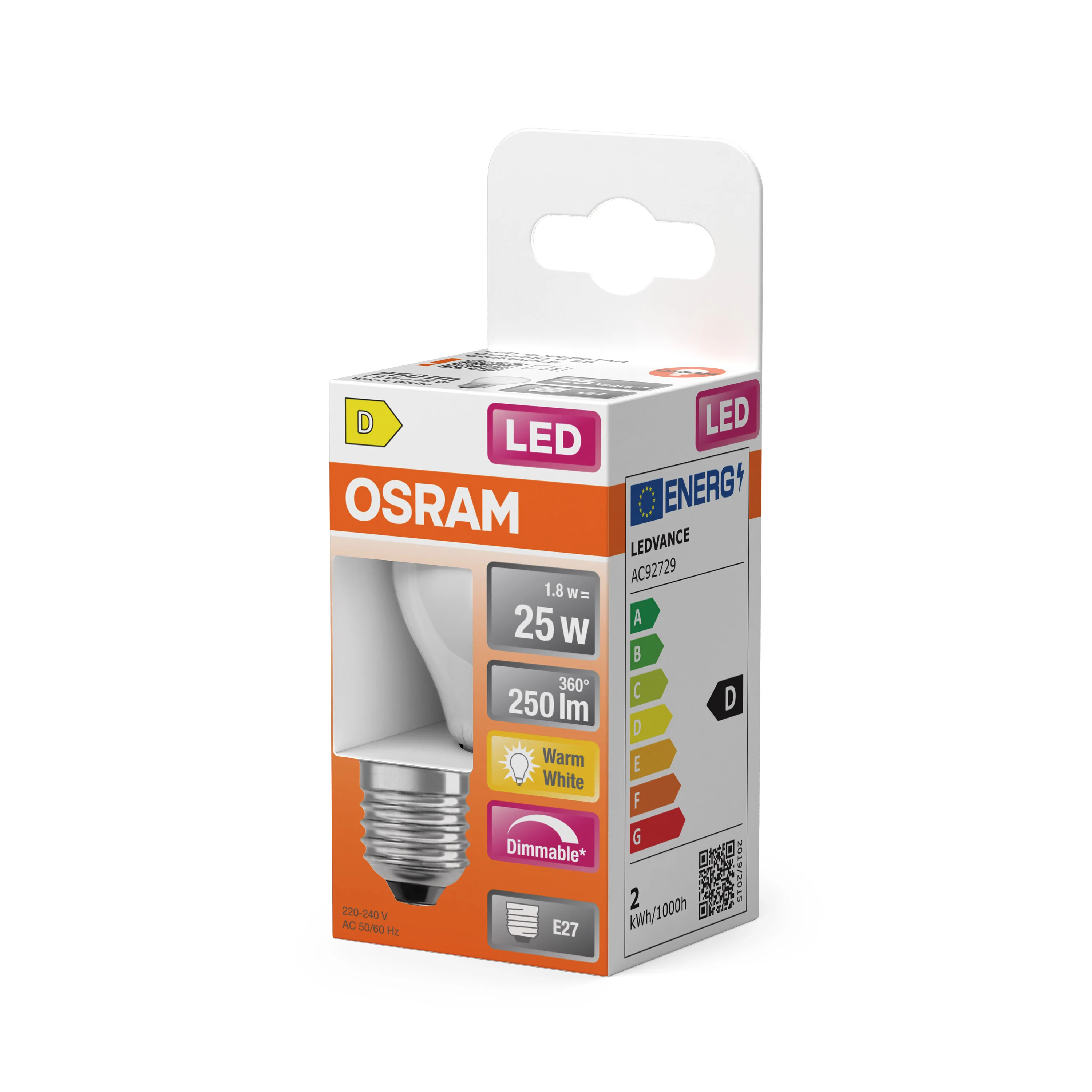 Plafon LED OSRAM LED Superstar Classic P 25 Filament DIM 1.8W 827 Frosted E27 - Image 5