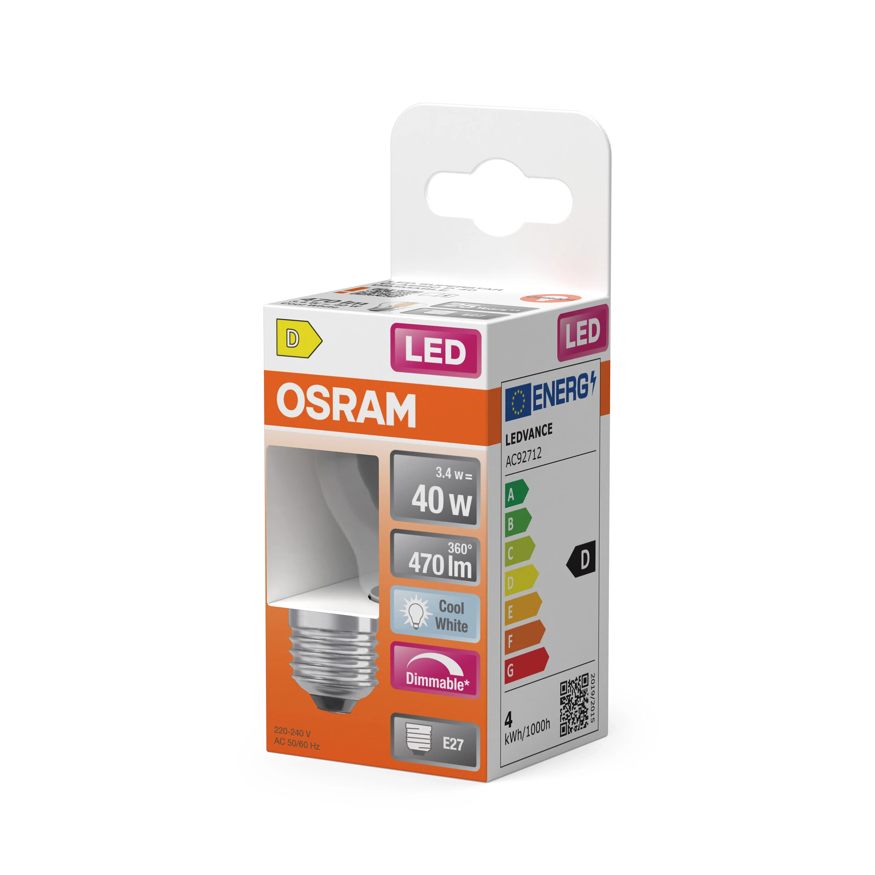 Plafon LED OSRAM LED Superstar Classic P 40 Filament DIM 3.4W 840 Clear E27 - Image 5