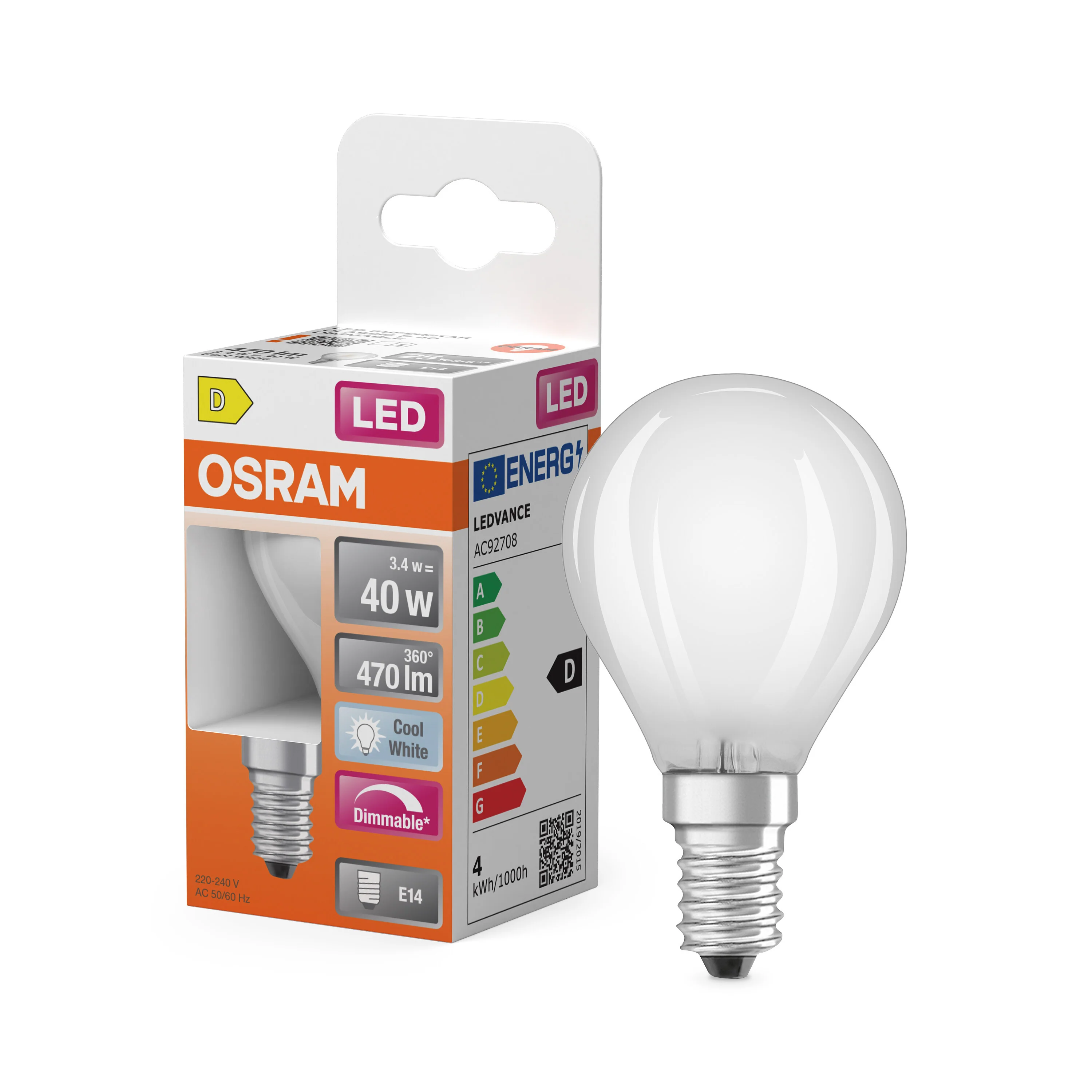 Plafon LED OSRAM LED Superstar Classic P 40 Filament DIM 3.4W 840 Frosted E14 - Image 4