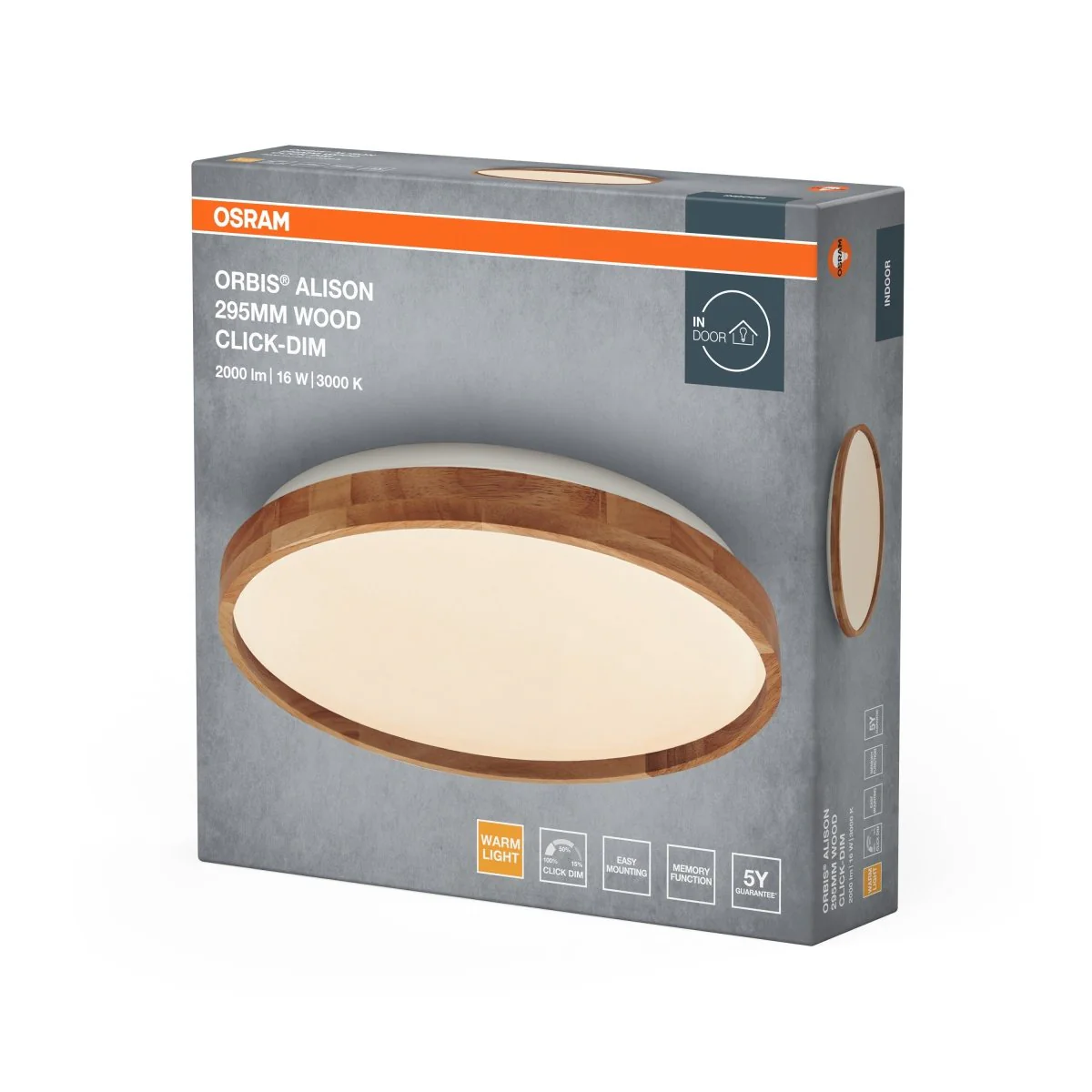 Plafon LED OSRAM Orbis Alison 295MM 16W 830 Click DIM Wood Decor - Image 2