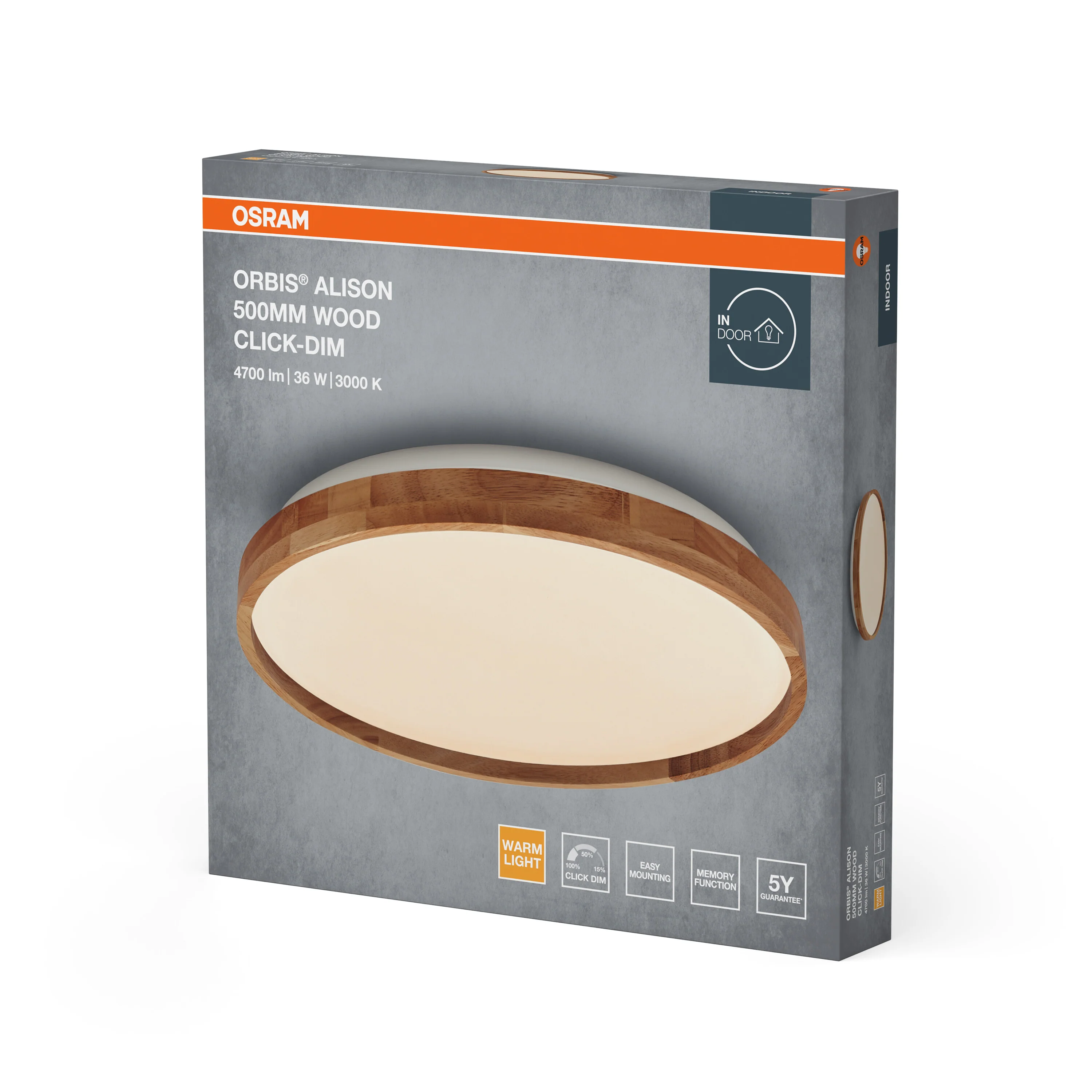 Plafon LED OSRAM Orbis Alison 500MM 36W 830 Click DIM Wood Decor - Image 6