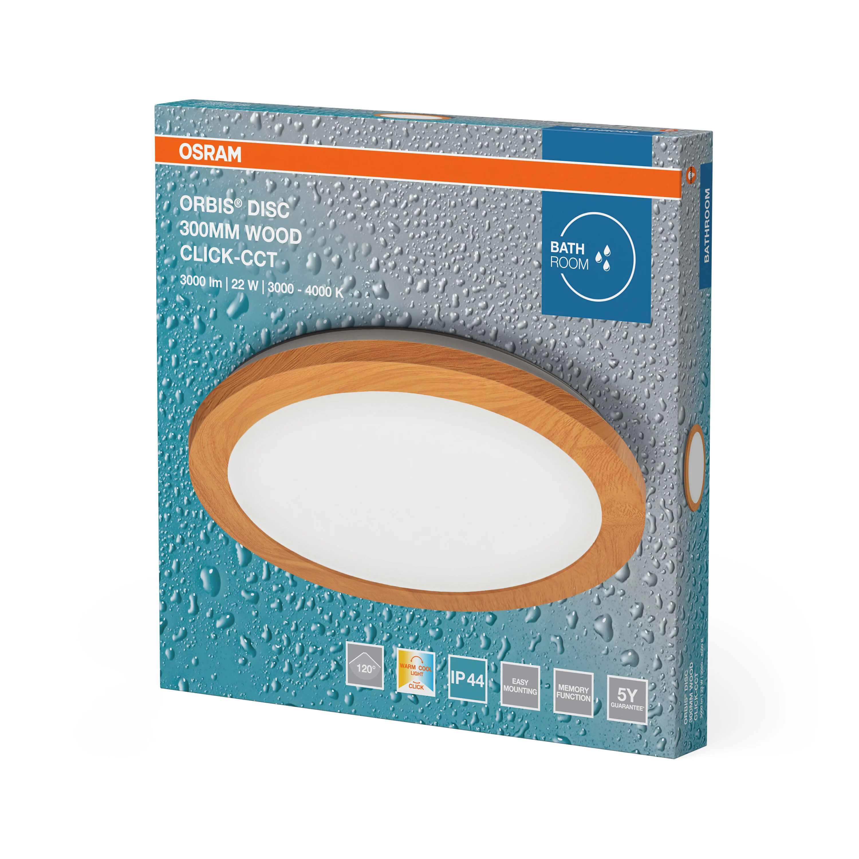 Plafon LED OSRAM Orbis Disc 30CM 22W Click CCT IP44 Wood Decor - Image 6