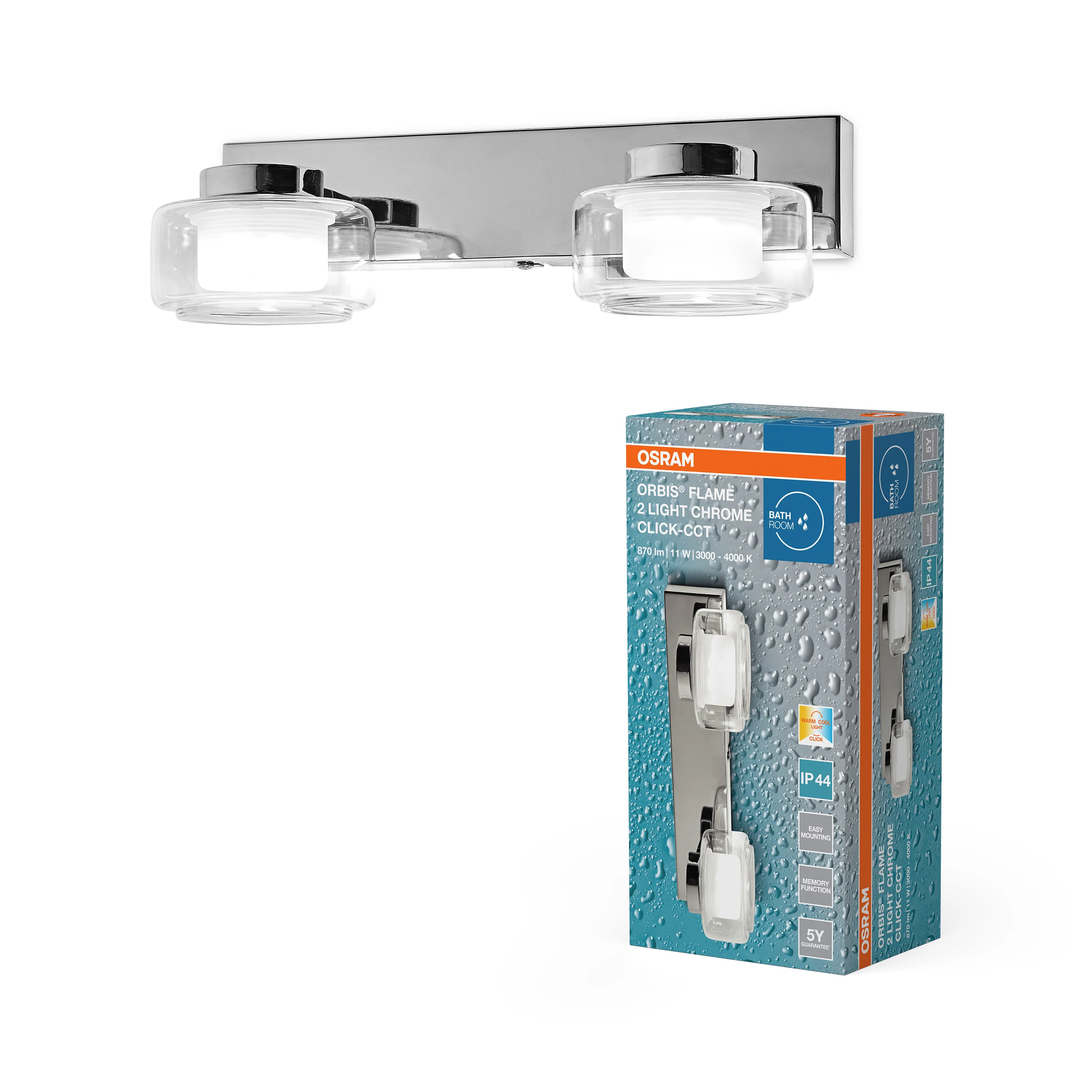 Plafon LED OSRAM Orbis Flame 2X5.5W Click CCT IP44 Chrome - Image 5
