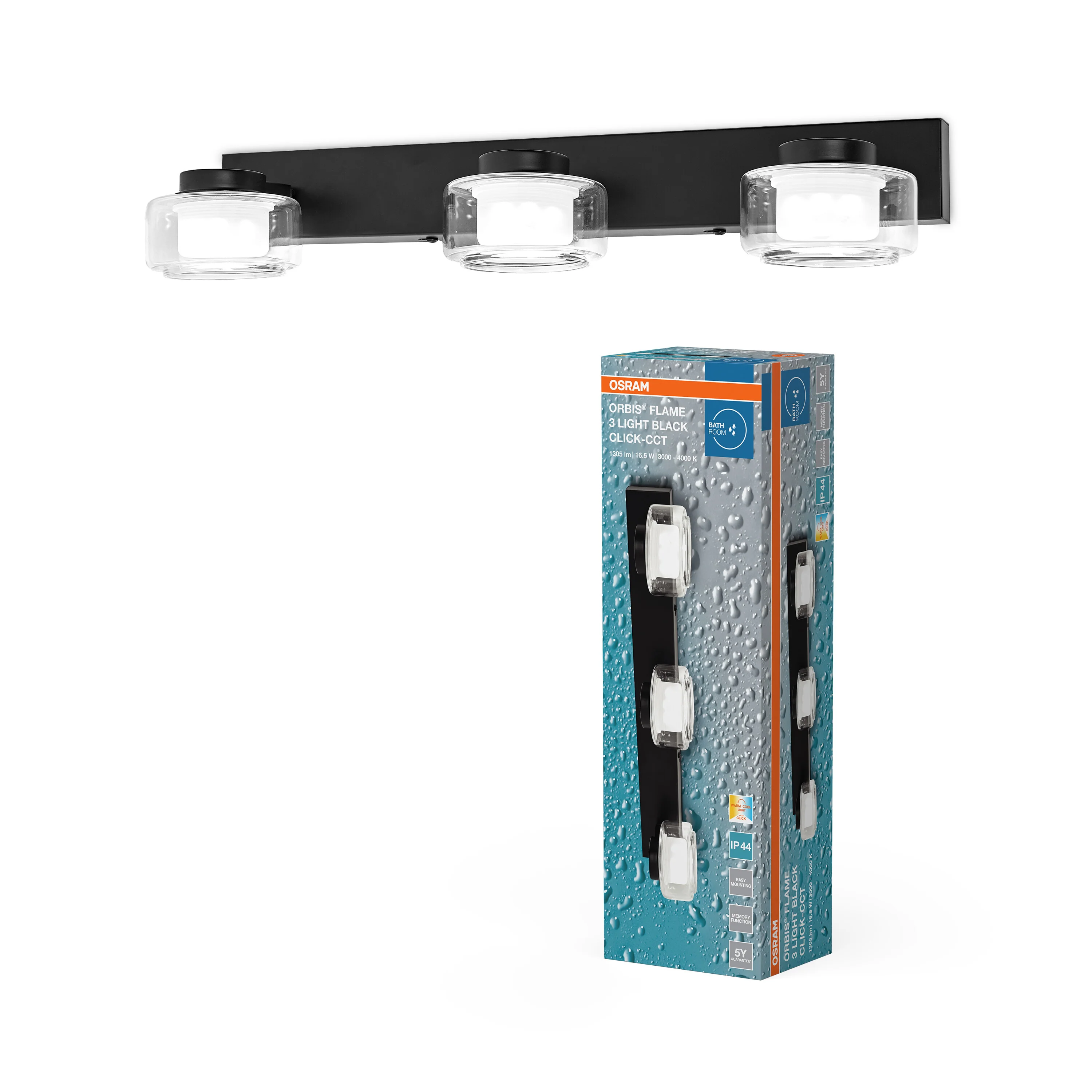Plafon LED OSRAM Orbis Flame 3X5.5W Click CCT IP44 czarny - Image 5