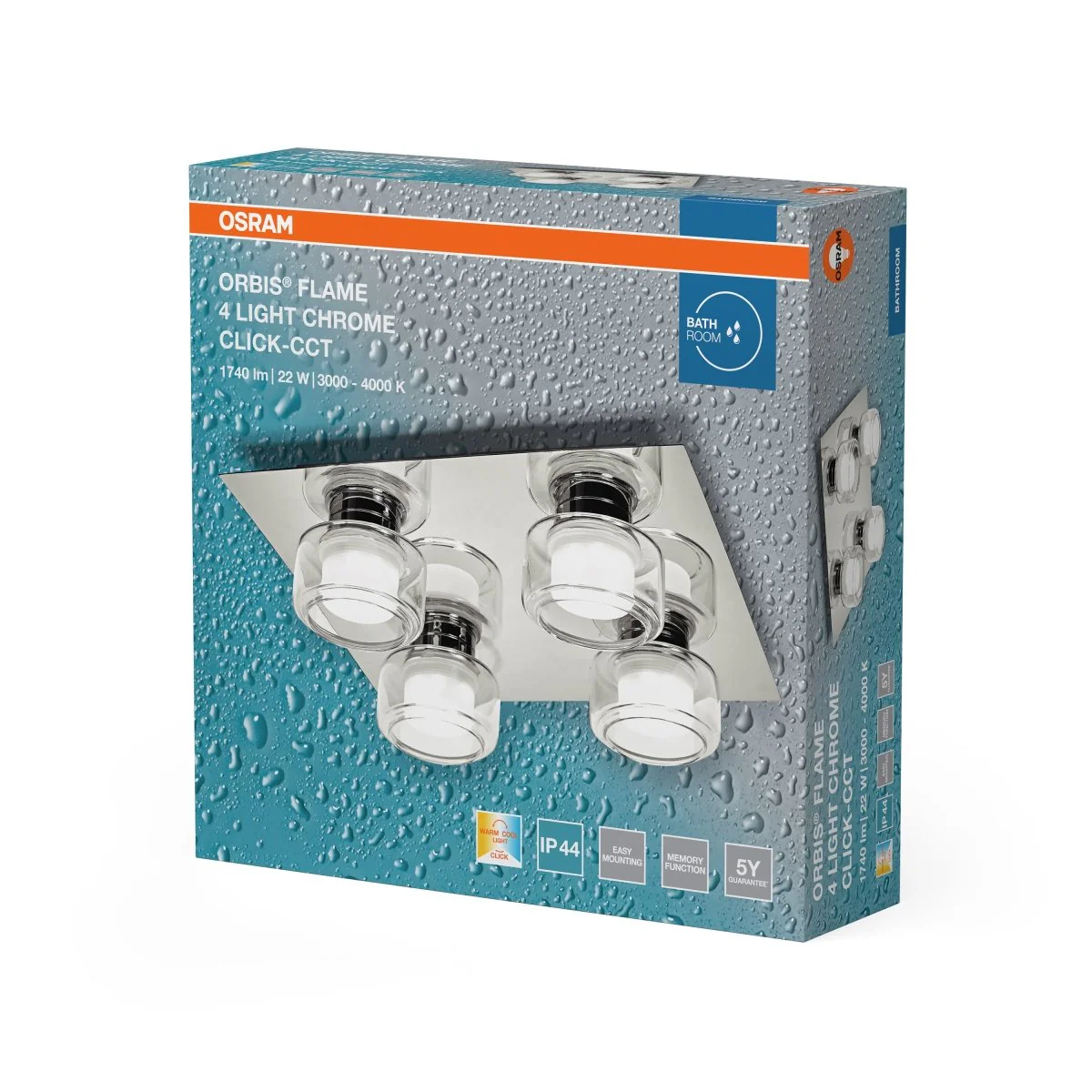 Plafon LED OSRAM Orbis Flame 4X5.5W Click CCT IP44 Chrome - Image 2