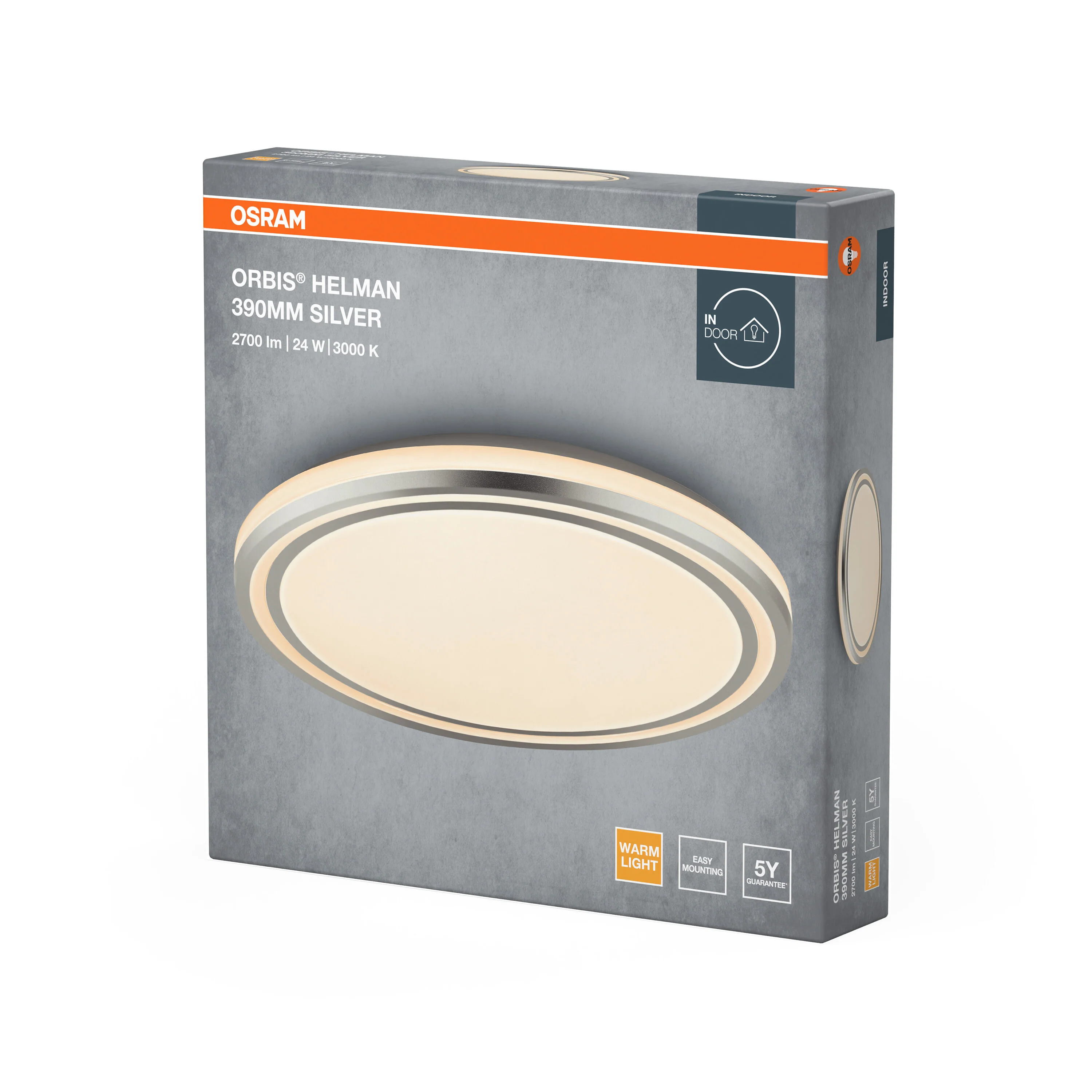 Plafon LED OSRAM Orbis Helman 390MM 24W 830 biały and Silver - Image 6