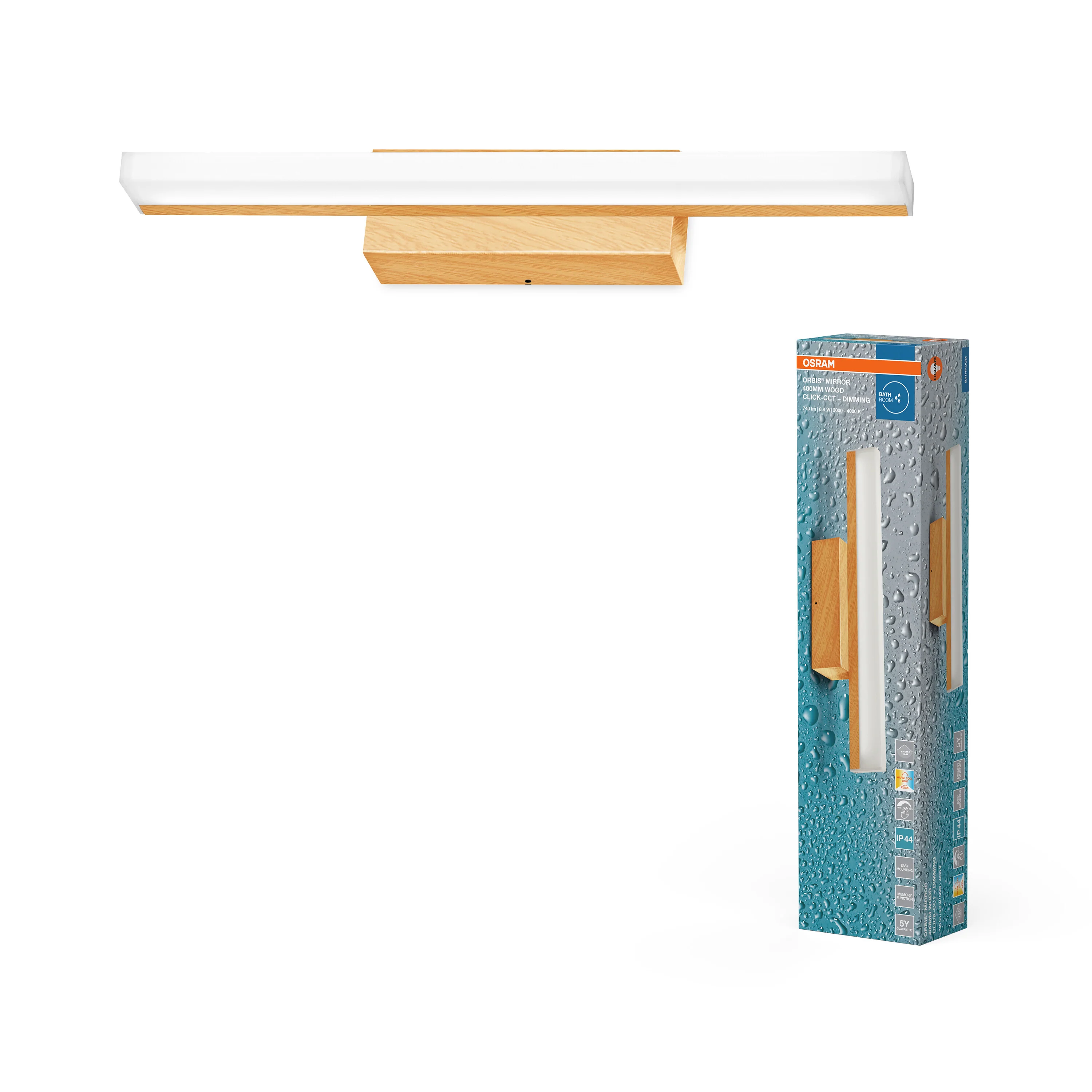 Plafon LED OSRAM Orbis Mirror 40CM Click CCT DIM IP44 Wood Decor - Image 5