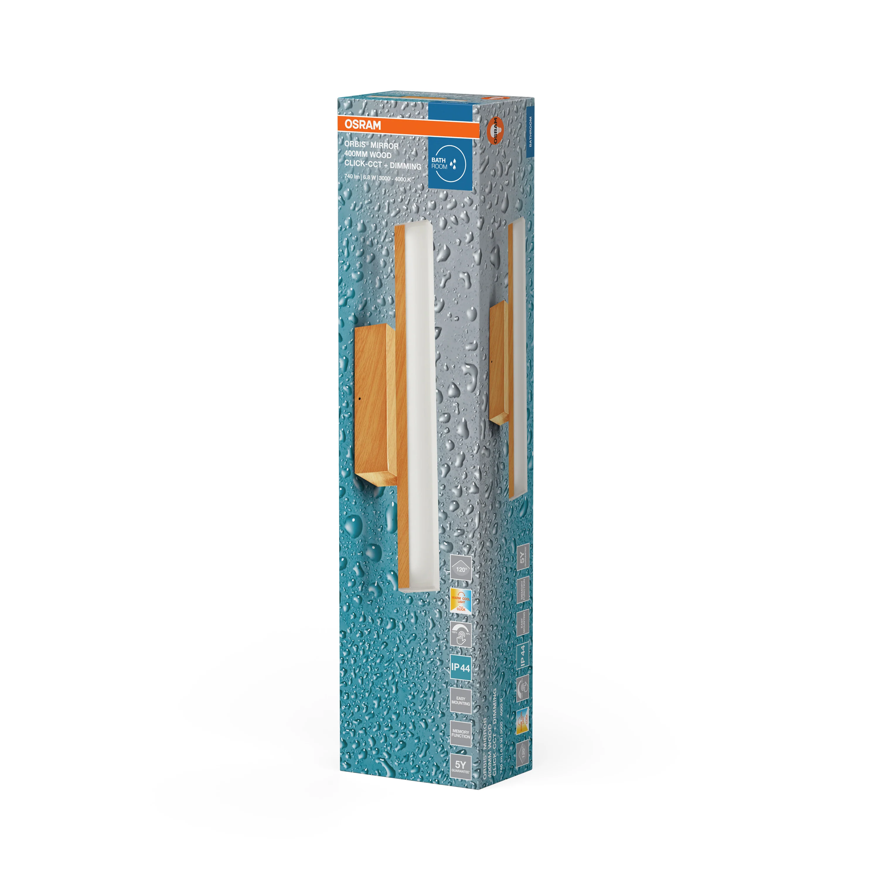 Plafon LED OSRAM Orbis Mirror 40CM Click CCT DIM IP44 Wood Decor - Image 6