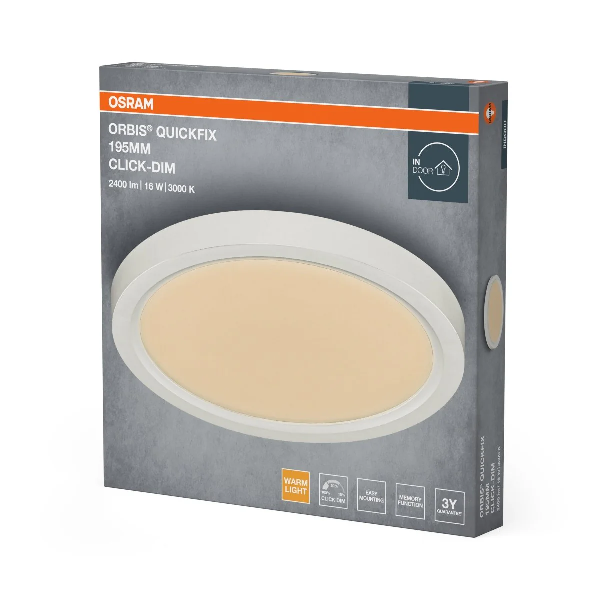 Plafon LED OSRAM Orbis Quickfix 195mm 16W Click Dim 830 biały - Image 2