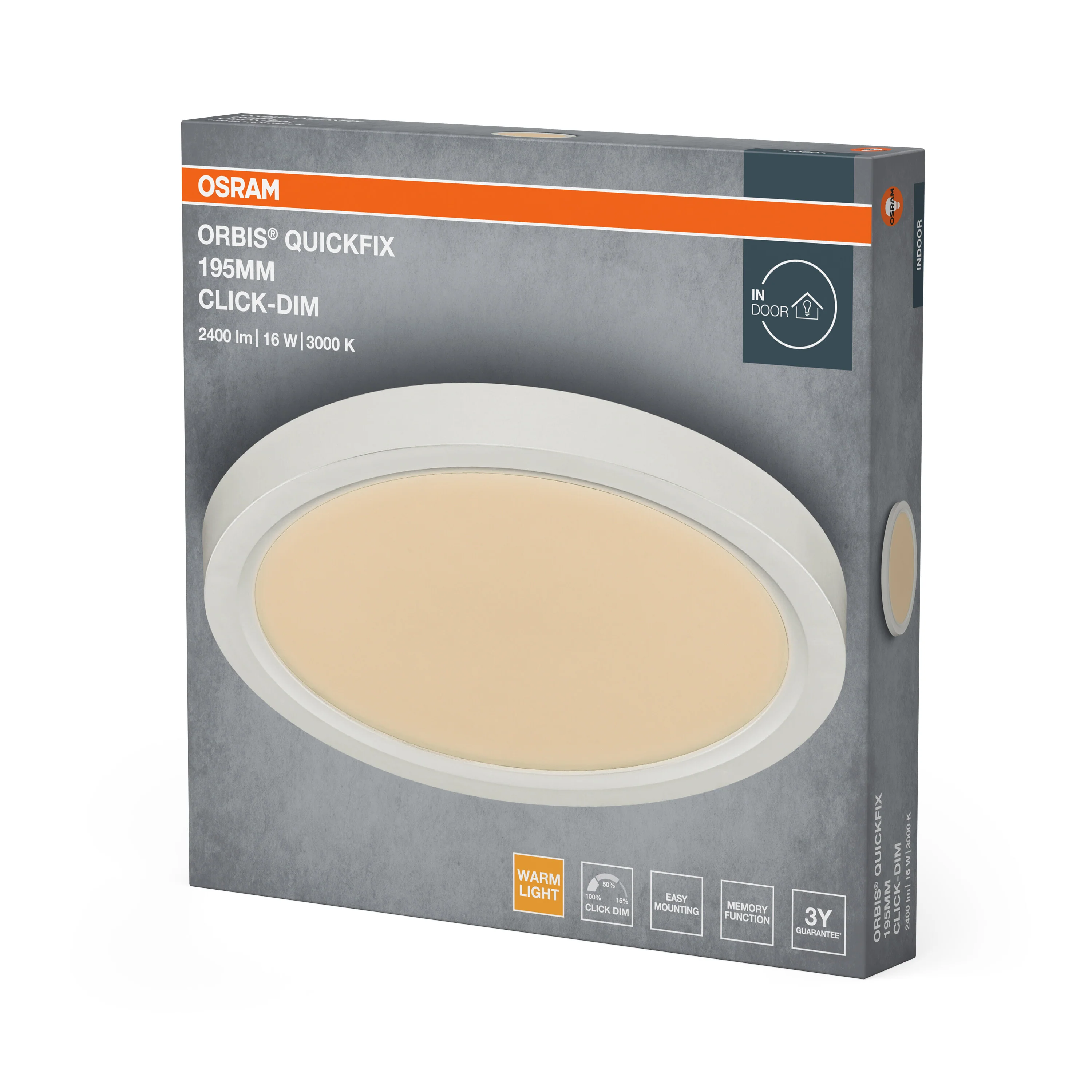 Plafon LED OSRAM Orbis Quickfix 195mm 16W Click Dim 830 biały - Image 6