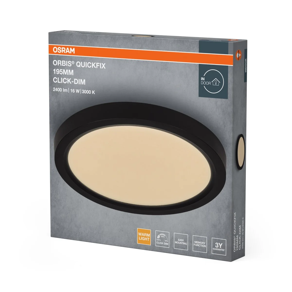 Plafon LED OSRAM Orbis Quickfix 195mm 16W Click Dim 830 czarny - Image 2