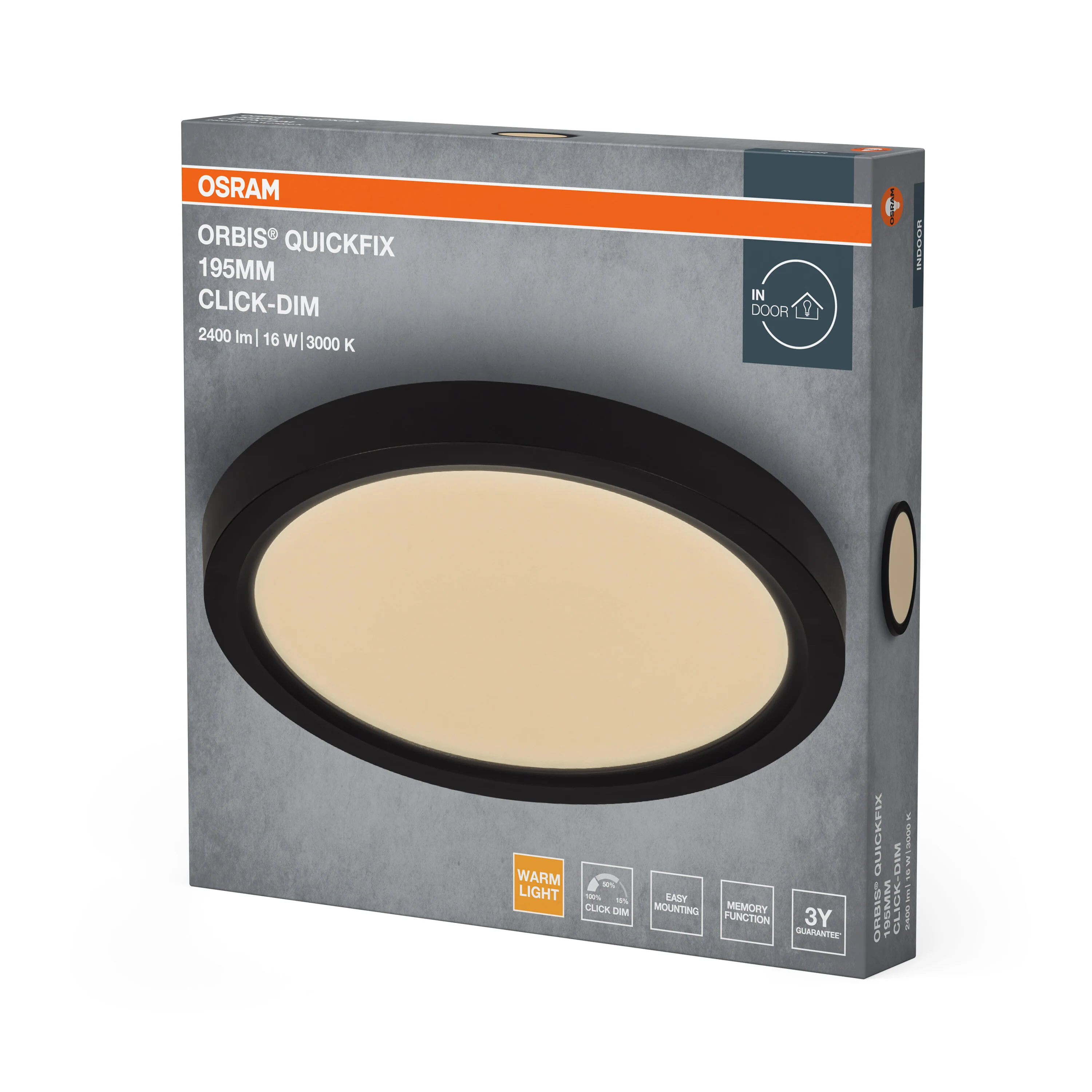 Plafon LED OSRAM Orbis Quickfix 195mm 16W Click Dim 830 czarny - Image 6