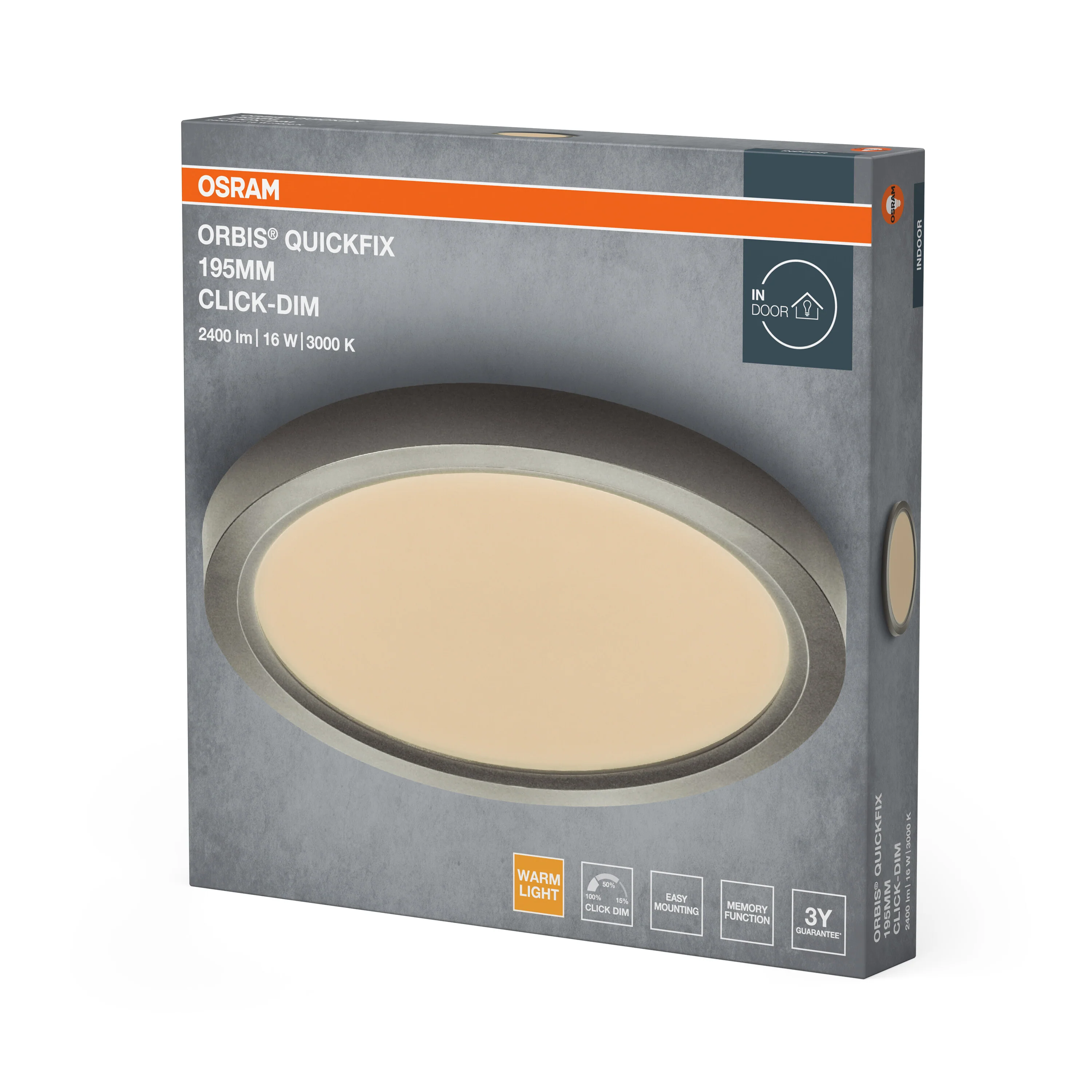 Plafon LED OSRAM Orbis Quickfix 195mm 16W Click Dim 830 Silver - Image 6