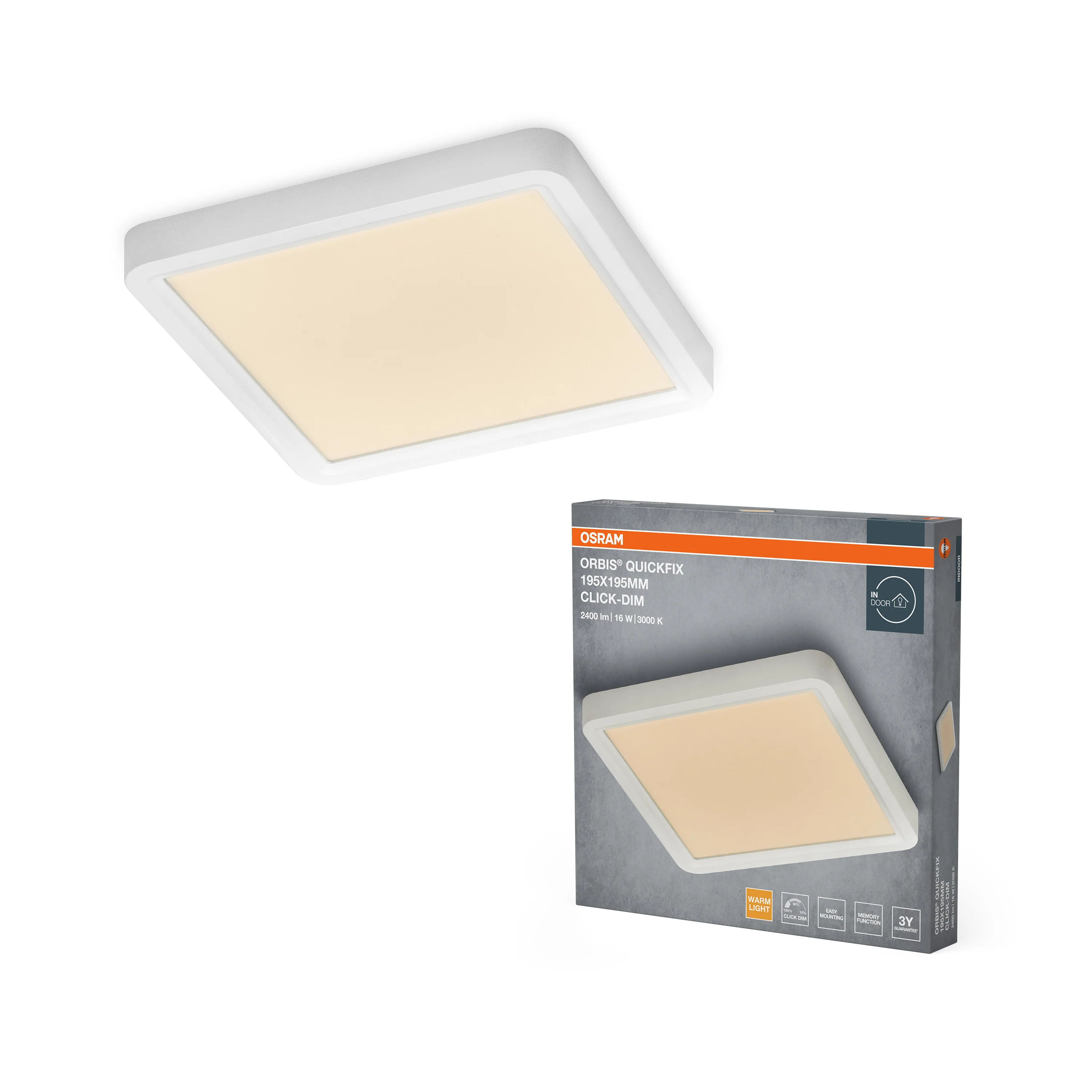 Plafon LED OSRAM Orbis Quickfix 195x195mm 16W Click Dim 830 biały - Image 5