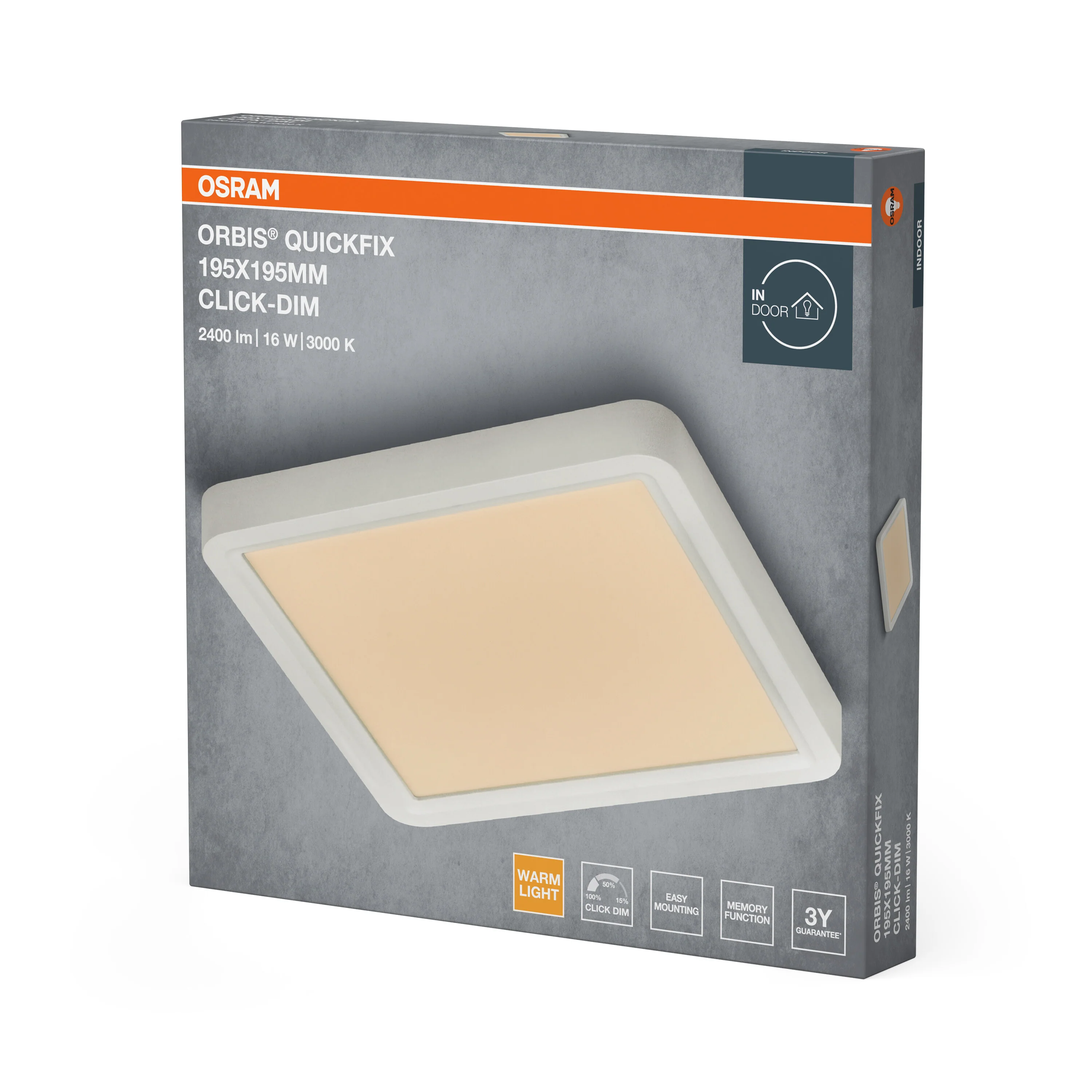Plafon LED OSRAM Orbis Quickfix 195x195mm 16W Click Dim 830 biały - Image 6