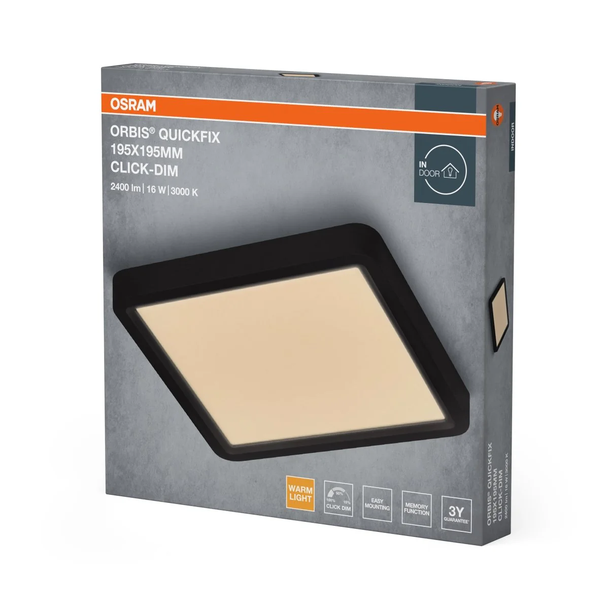 Plafon LED OSRAM Orbis Quickfix 195x195mm 16W Click Dim 830 czarny - Image 2