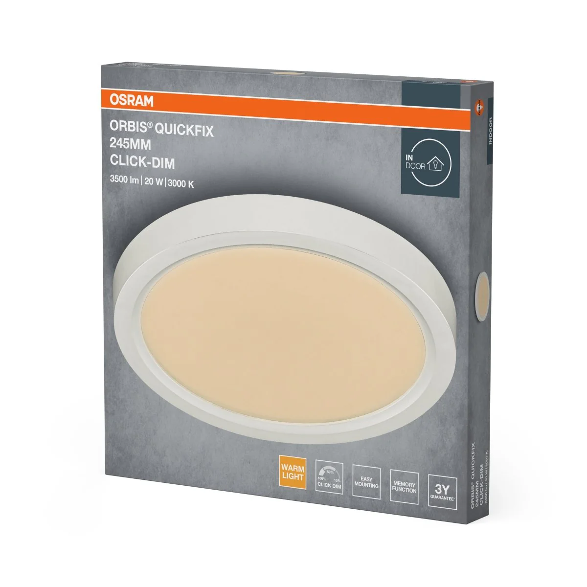 Plafon LED OSRAM Orbis Quickfix 245mm 20W Click Dim 830 biały - Image 2