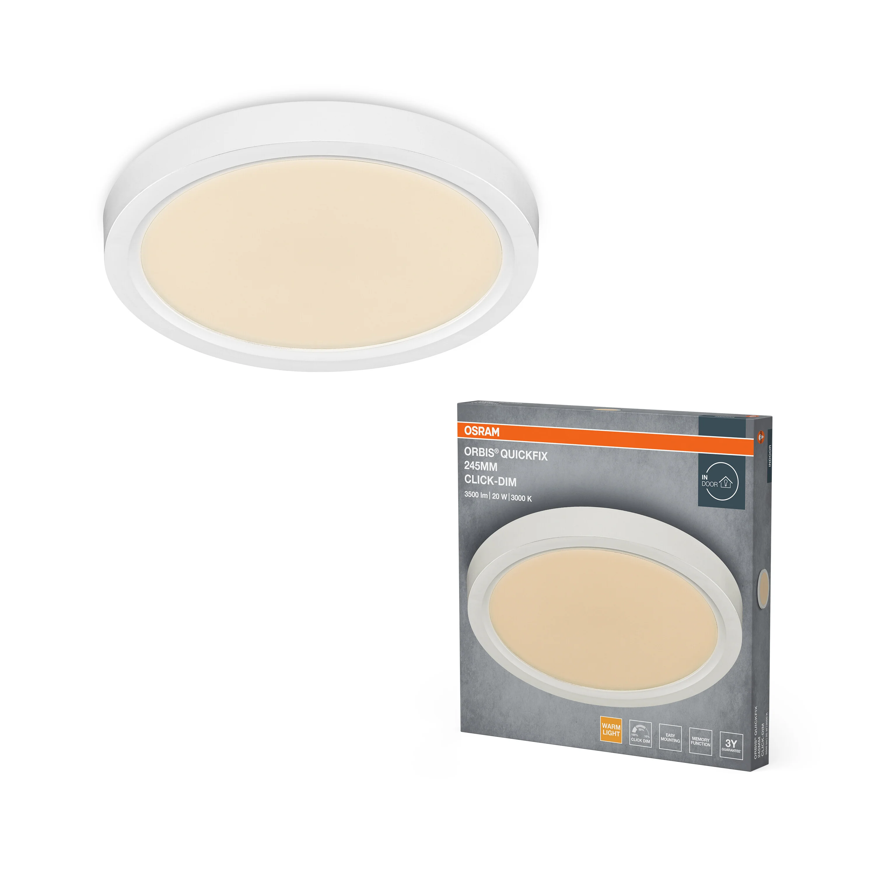 Plafon LED OSRAM Orbis Quickfix 245mm 20W Click Dim 830 biały - Image 5