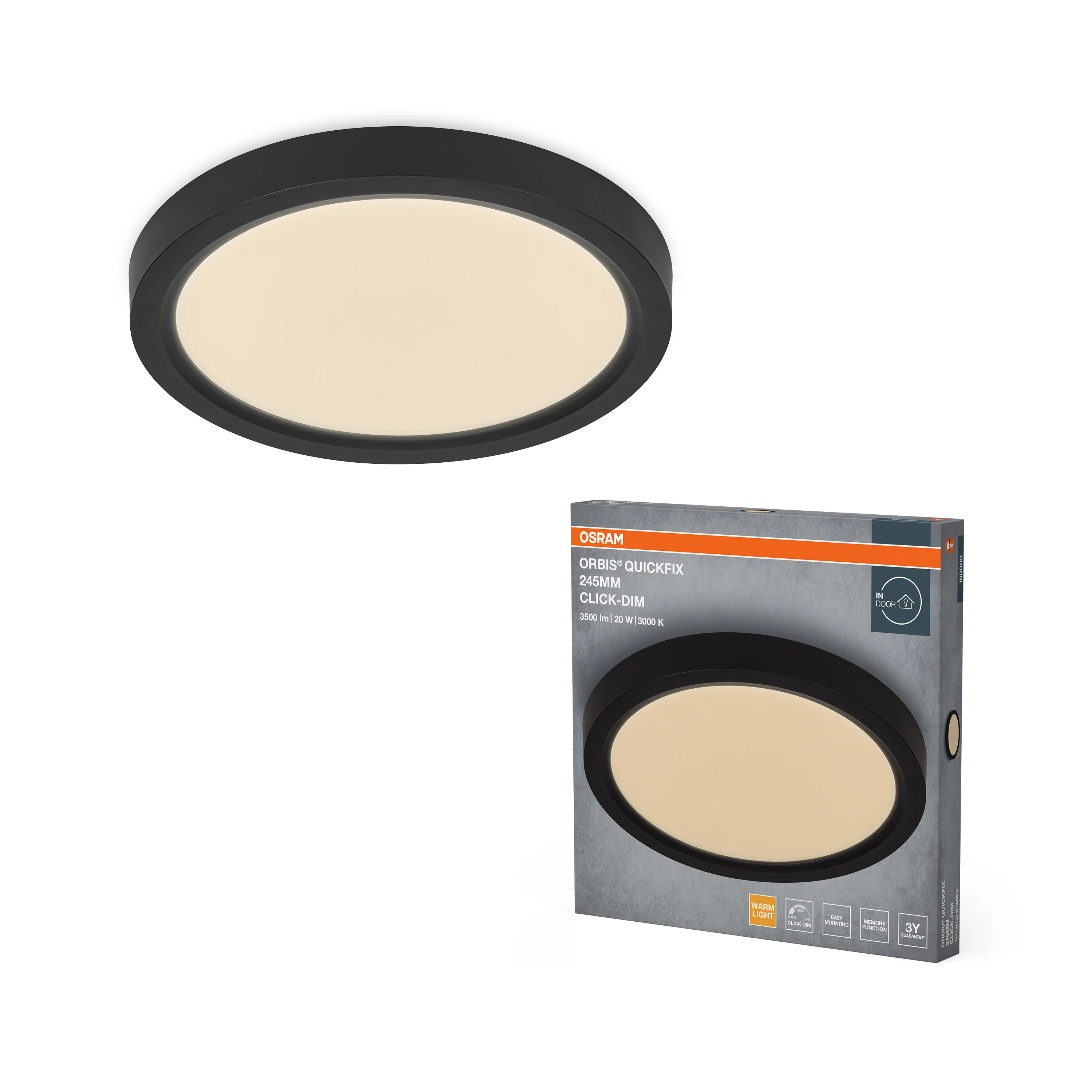 Plafon LED OSRAM Orbis Quickfix 245mm 20W Click Dim 830 czarny - Image 5