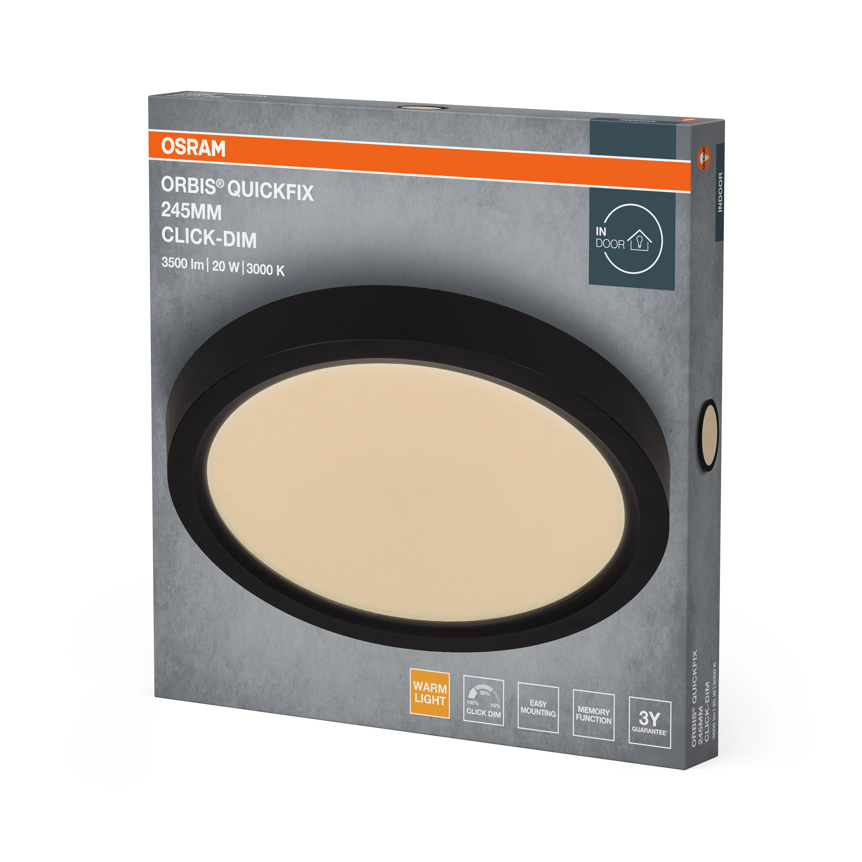 Plafon LED OSRAM Orbis Quickfix 245mm 20W Click Dim 830 czarny - Image 6