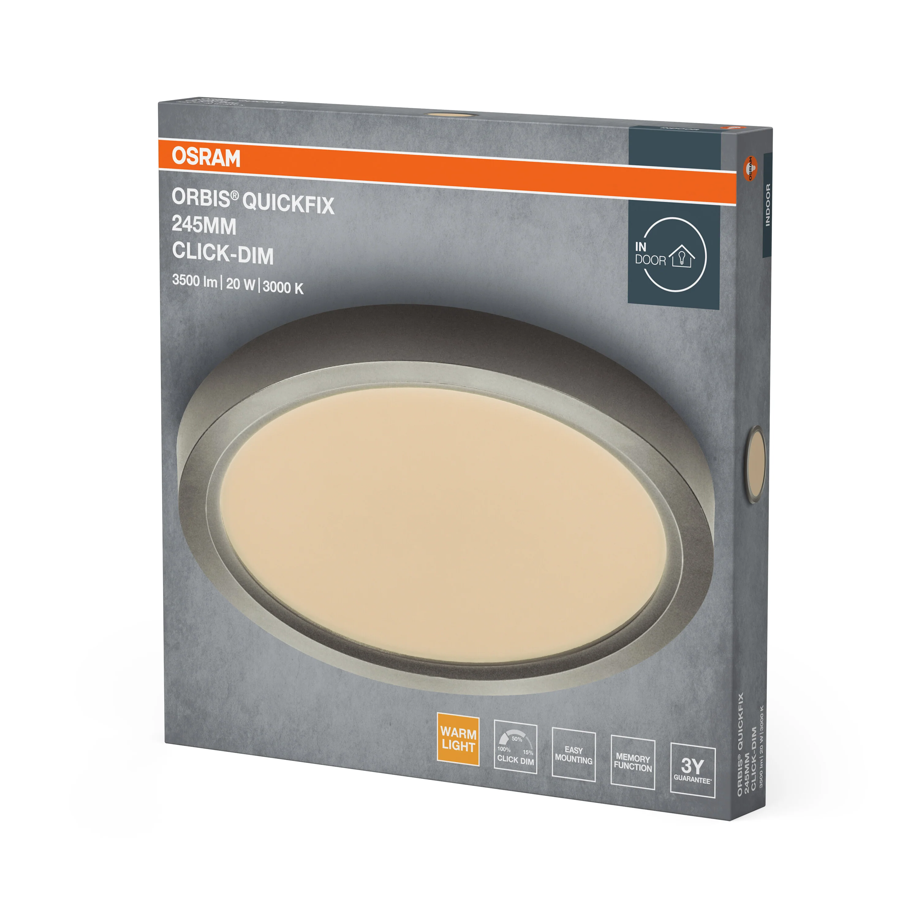 Plafon LED OSRAM Orbis Quickfix 245mm 20W Click Dim 830 Silver - Image 6