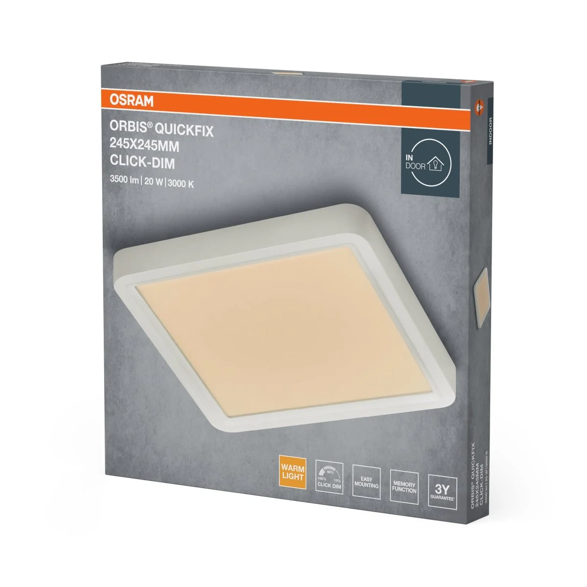 Plafon LED OSRAM Orbis Quickfix 245x245mm 20W Click Dim 830 biały - Image 2