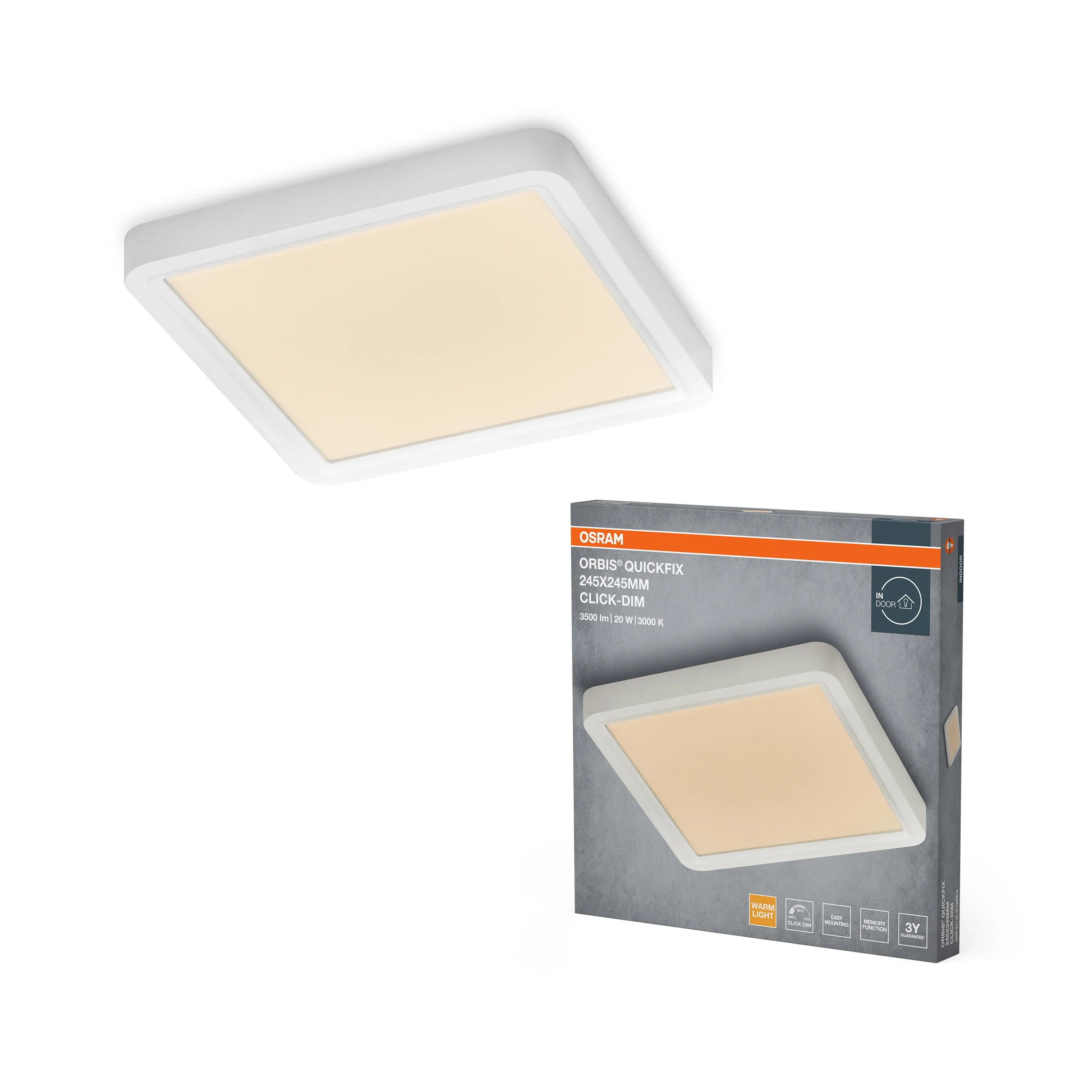 Plafon LED OSRAM Orbis Quickfix 245x245mm 20W Click Dim 830 biały - Image 5