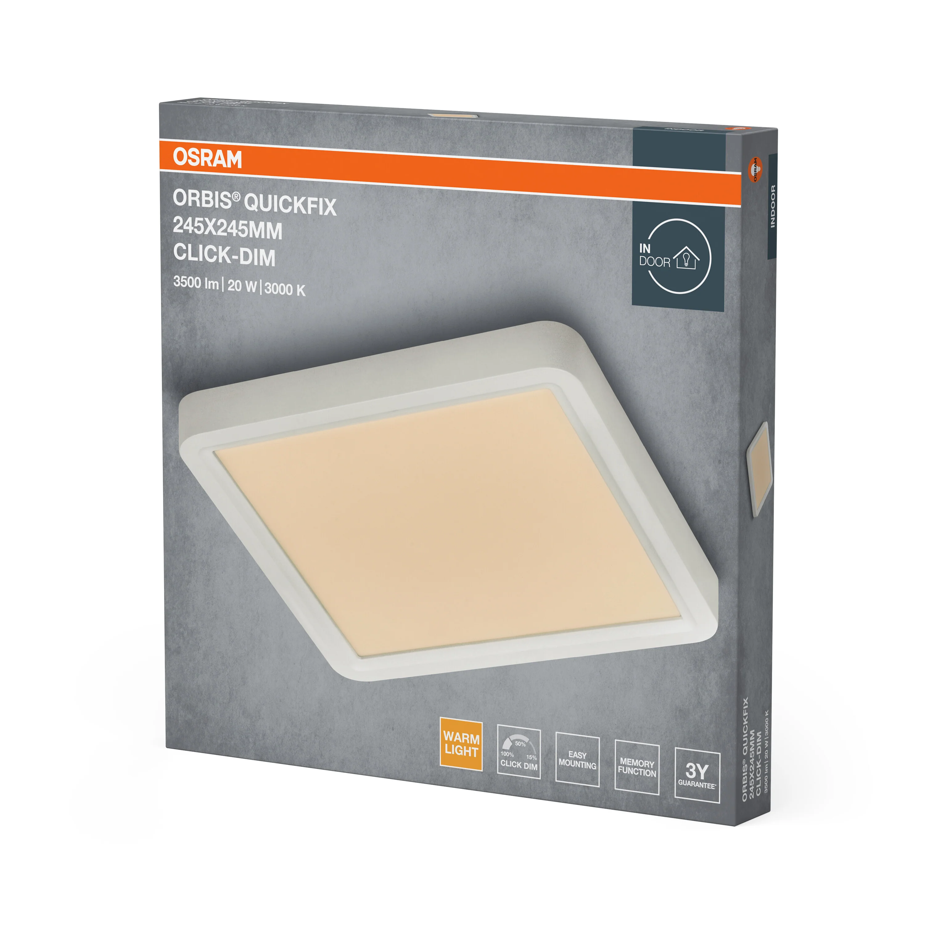 Plafon LED OSRAM Orbis Quickfix 245x245mm 20W Click Dim 830 biały - Image 6