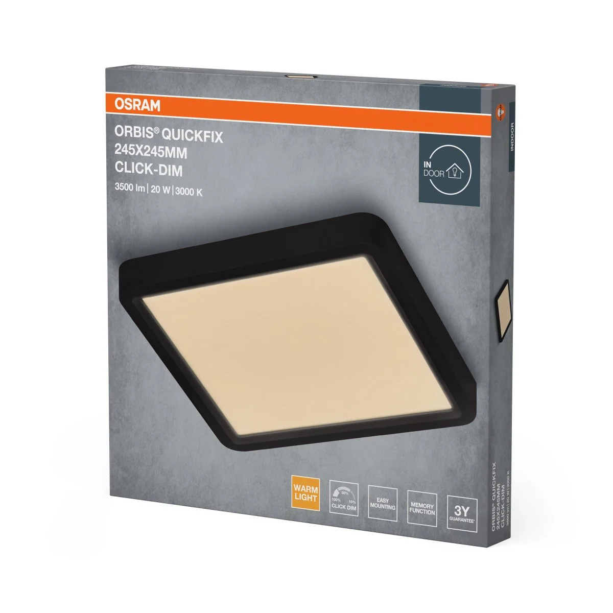 Plafon LED OSRAM Orbis Quickfix 245x245mm 20W Click Dim 830 czarny - Image 2