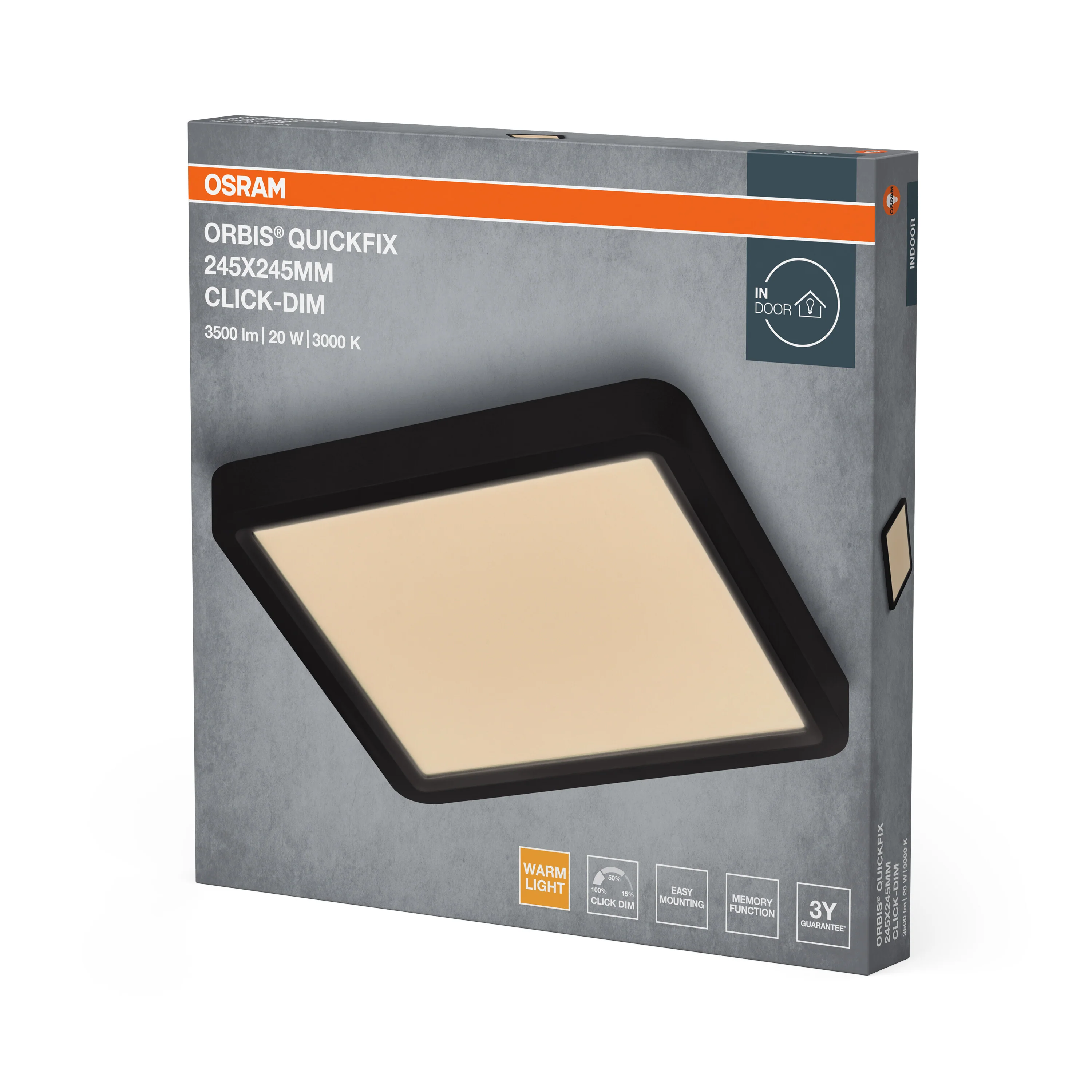 Plafon LED OSRAM Orbis Quickfix 245x245mm 20W Click Dim 830 czarny - Image 6