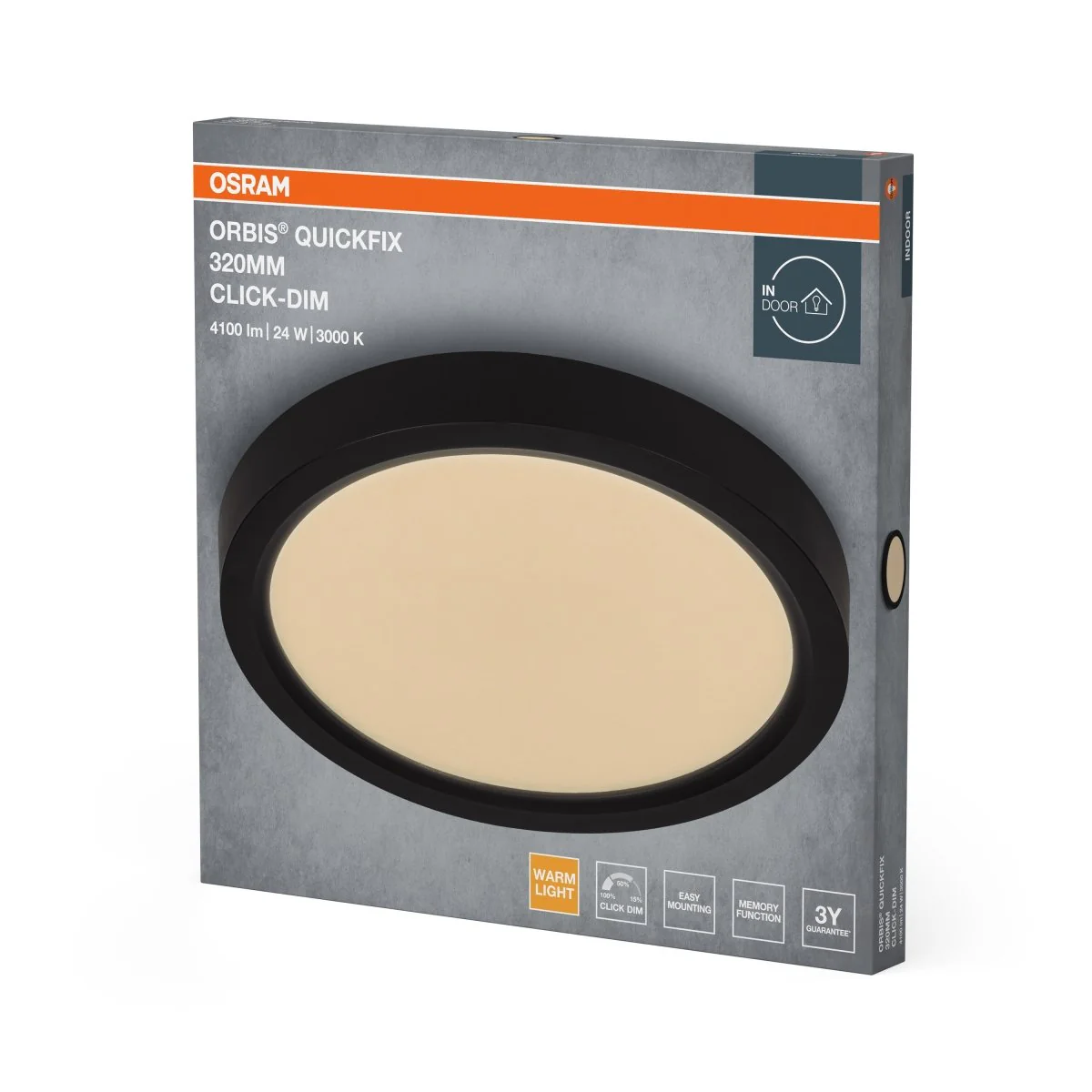 Plafon LED OSRAM Orbis Quickfix 320mm 24W Click Dim 830 czarny - Image 2