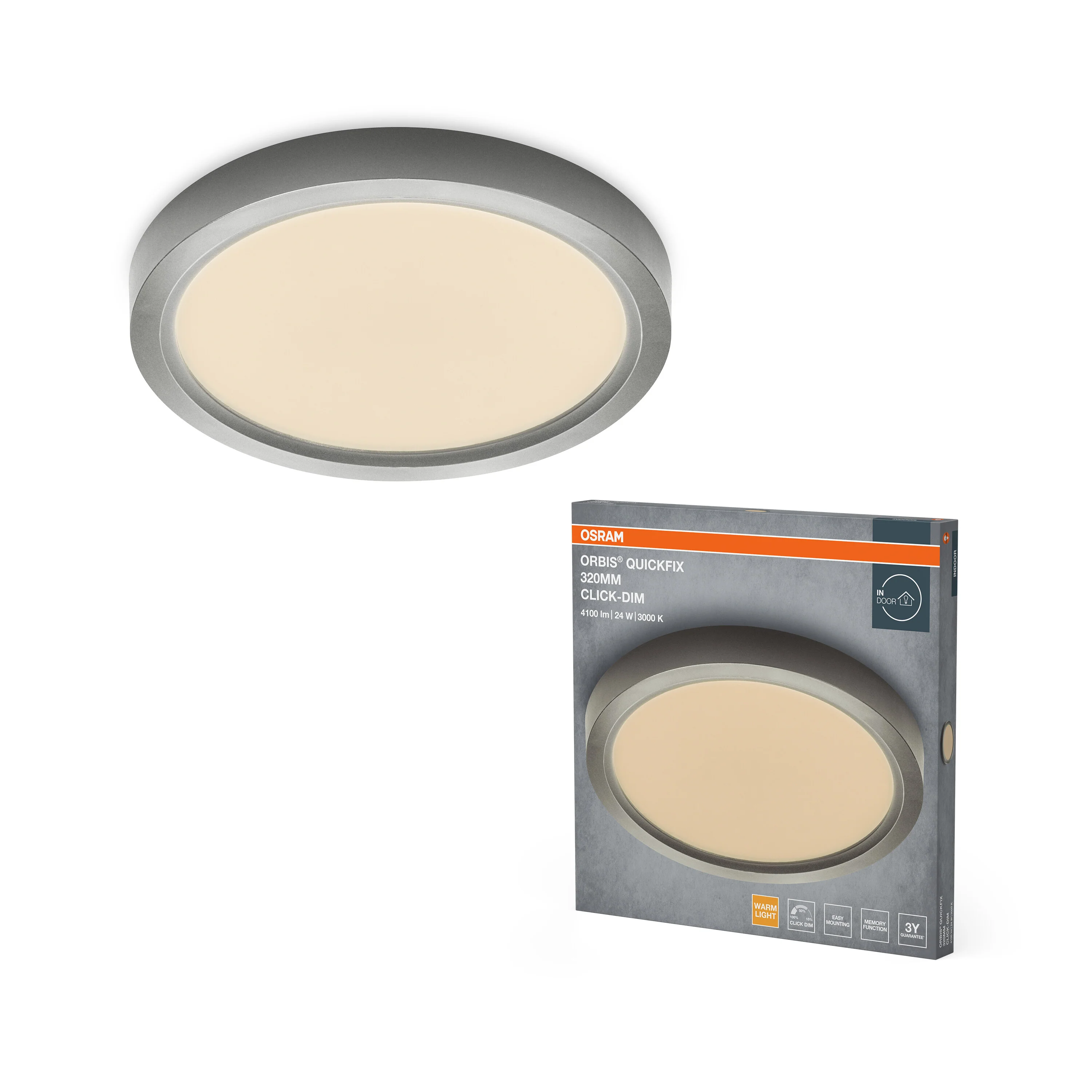 Plafon LED OSRAM Orbis Quickfix 320mm 24W Click Dim 830 Silver - Image 5