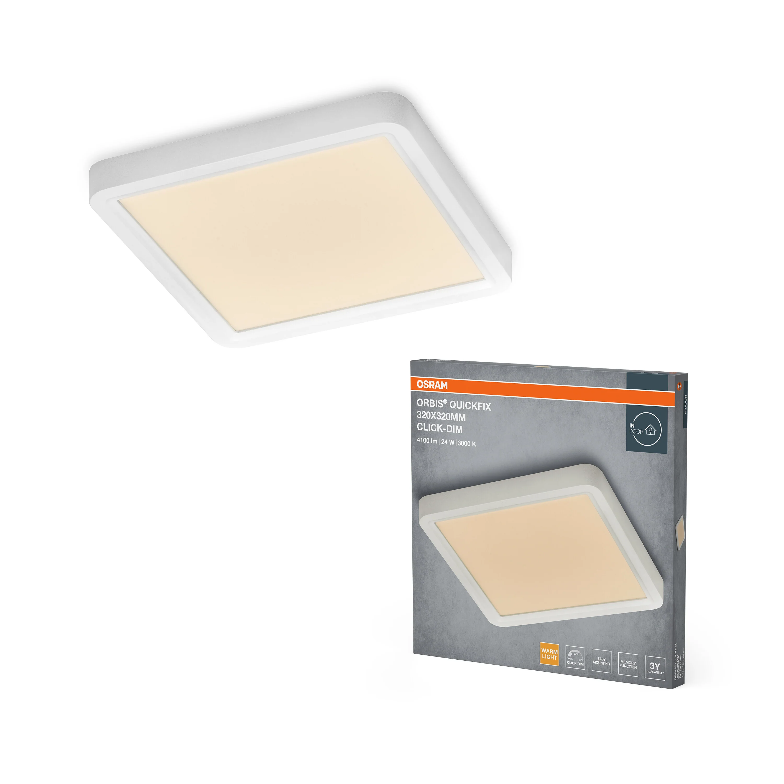 Plafon LED OSRAM Orbis Quickfix 320x320mm 24W Click Dim 830 biały - Image 5