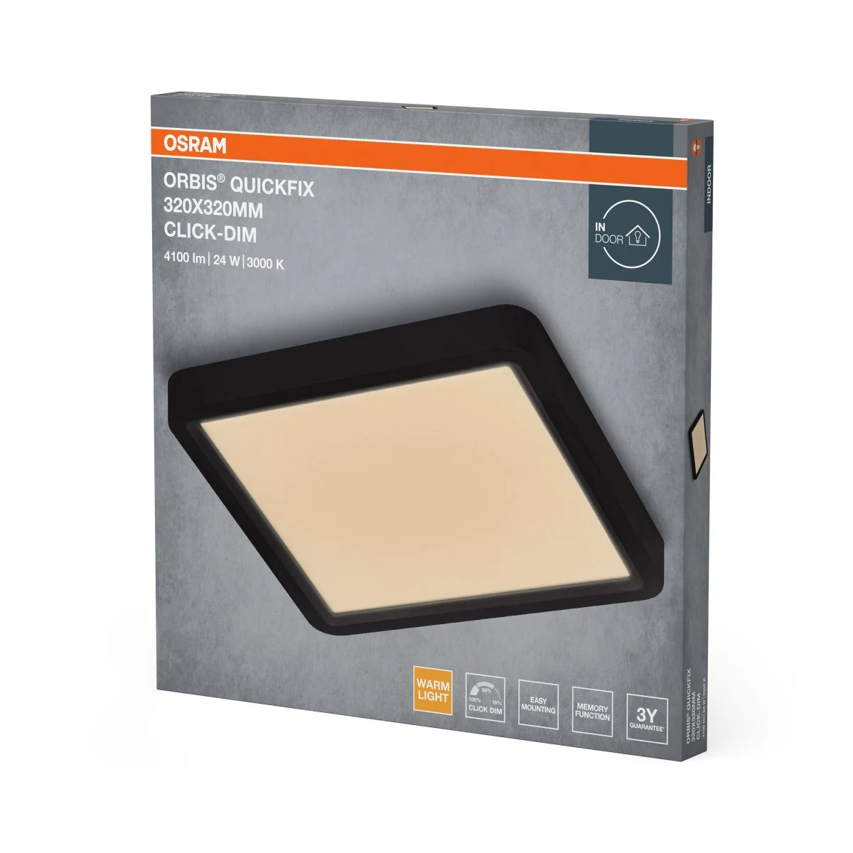 Plafon LED OSRAM Orbis Quickfix 320x320mm 24W Click Dim 830 czarny - Image 2