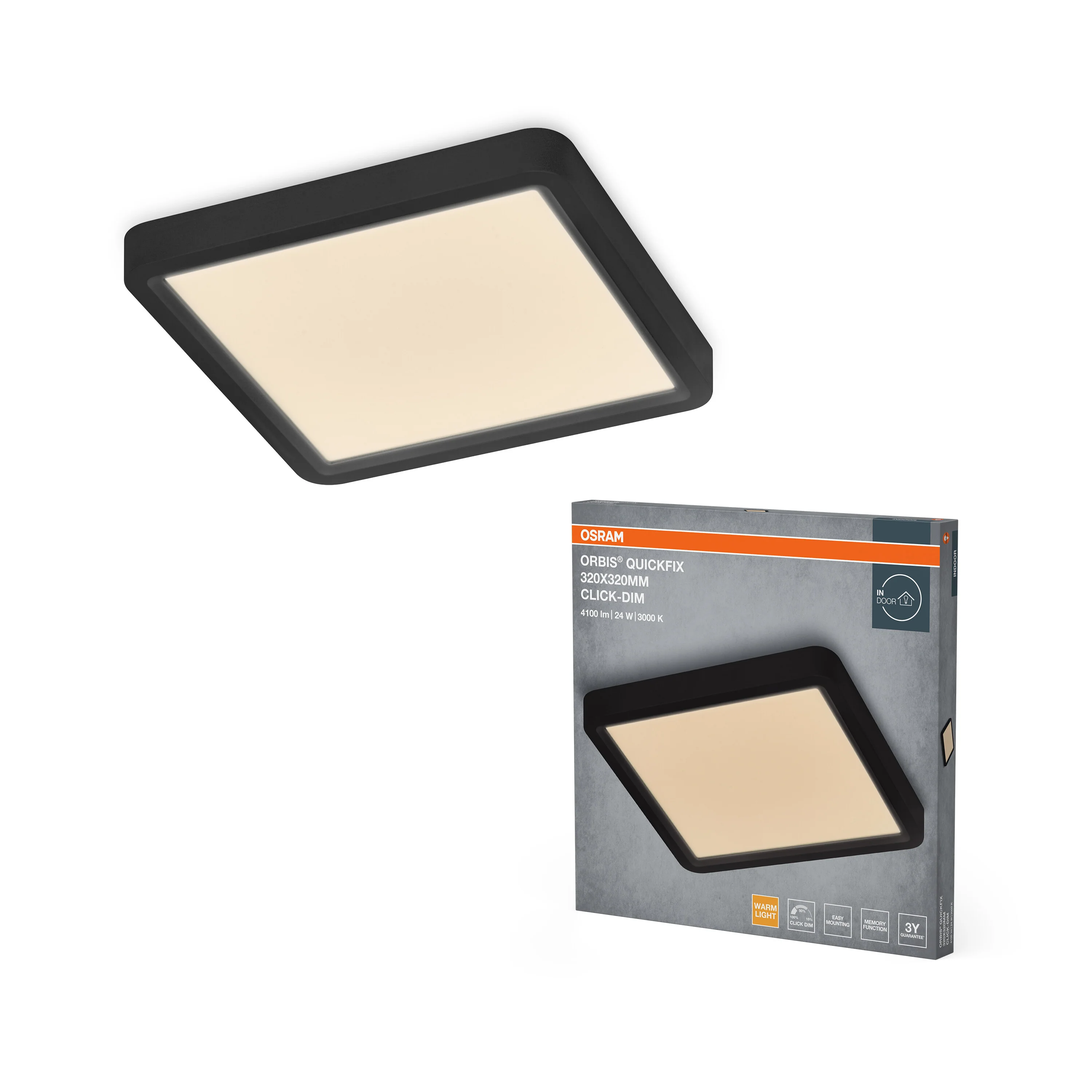 Plafon LED OSRAM Orbis Quickfix 320x320mm 24W Click Dim 830 czarny - Image 5