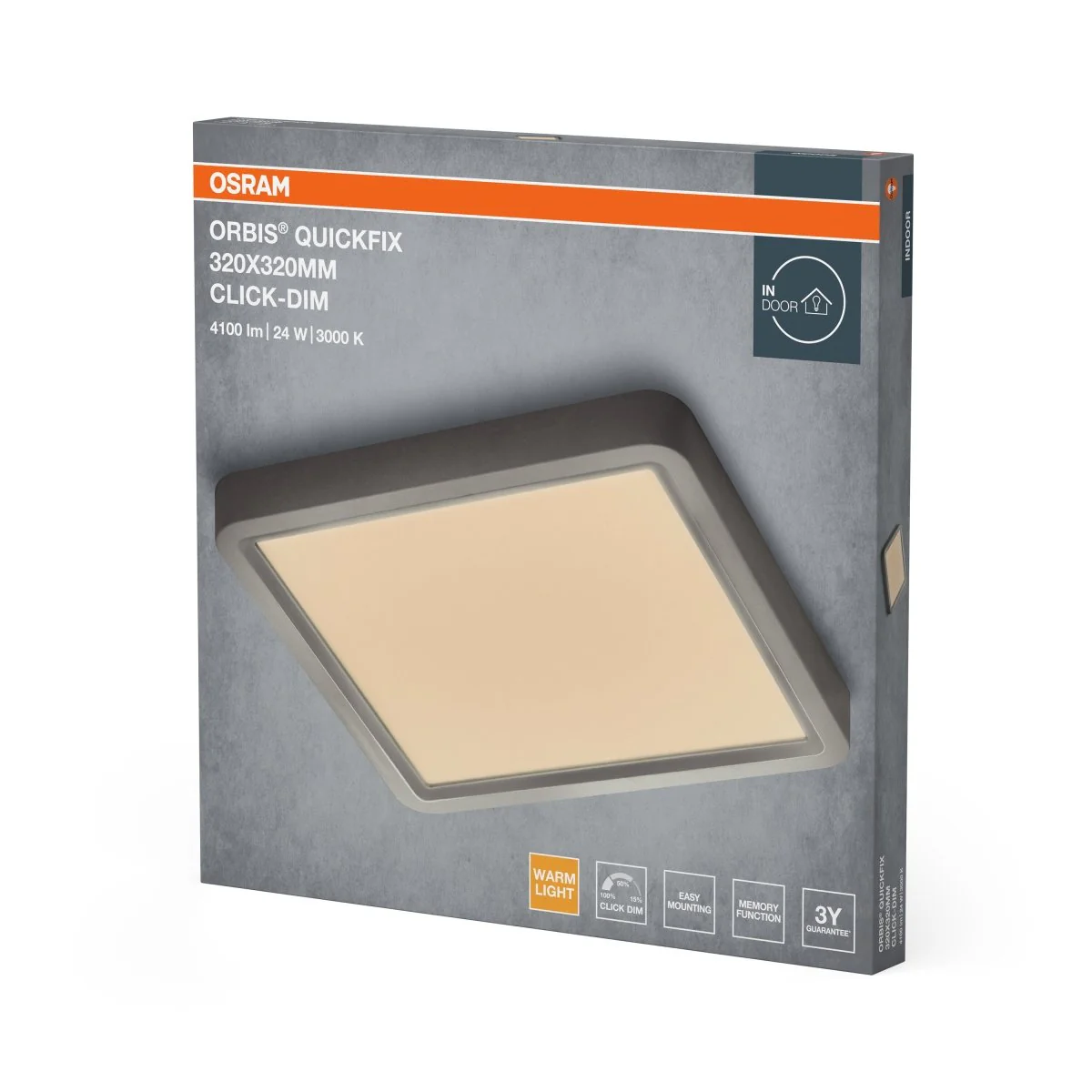 Plafon LED OSRAM Orbis Quickfix 320x320mm 24W Click Dim 830 Silver - Image 2
